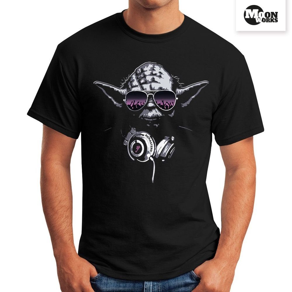 MoonWorks Print-Shirt Herren T-Shirt - Deejay DJ Yoda Remastered - mit Print