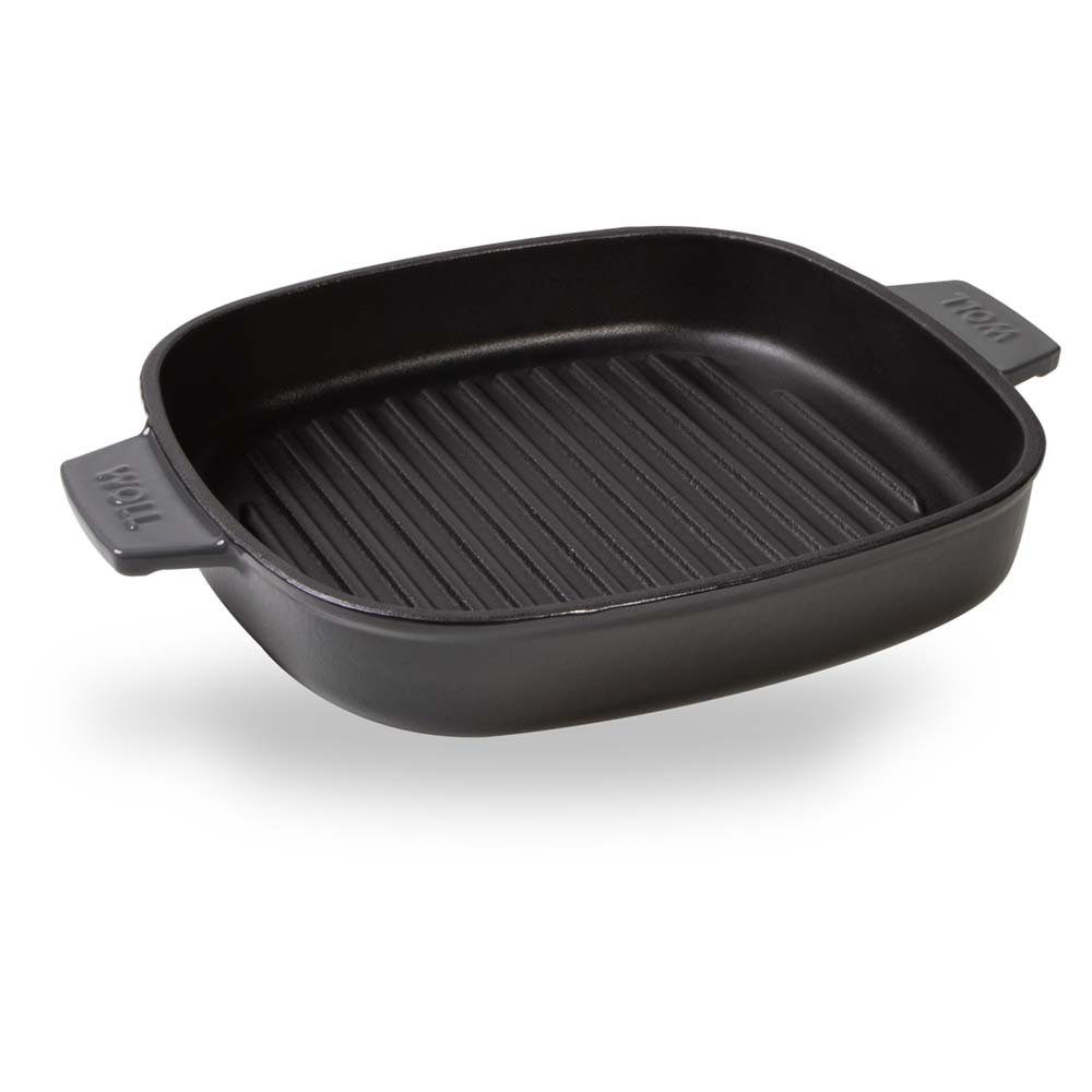 Woll Pfannen Steakpfanne "Iron" mit Rillen 28x28 cm, Gusseisen (2-tlg), inkl. Steakpresse, Induktionsgeeignet