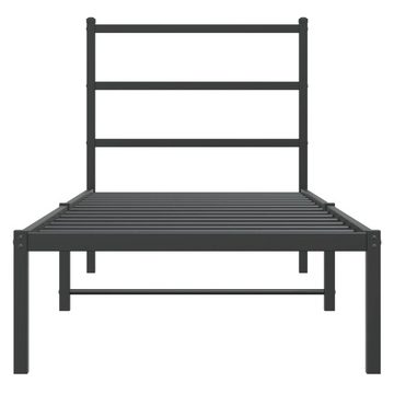 vidaXL Bett Bettgestell mit Kopfteil Metall Schwarz 75x190 cm