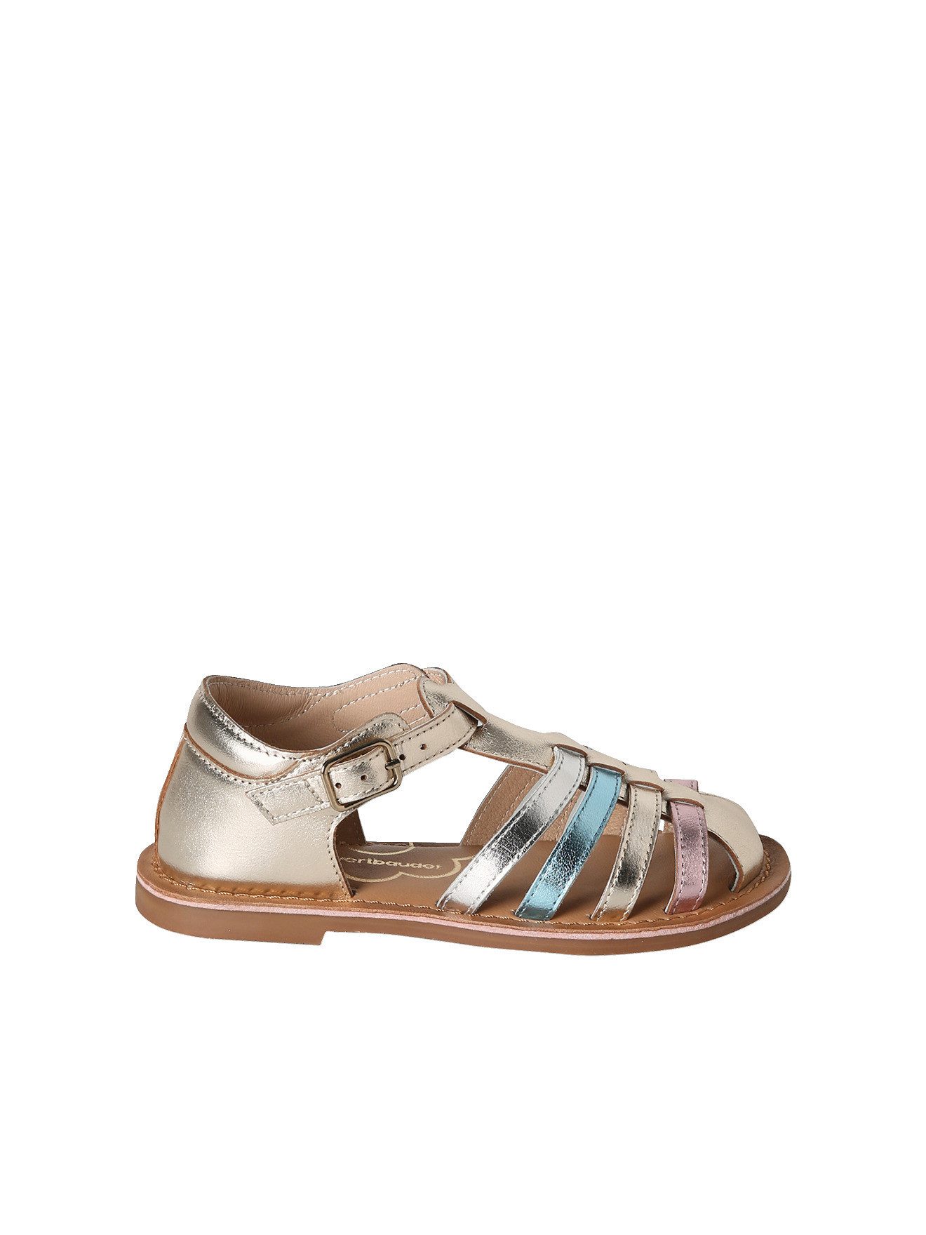 vertbaudet Metallic-Ledersandalen mit Schnallen Kinder Sandale