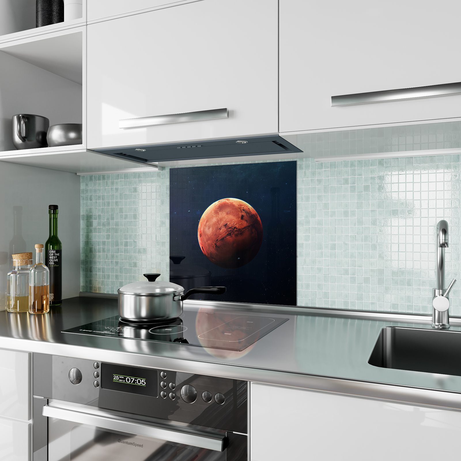 Spritzschutz Küchenrückwand Glas Mars mit Motiv Primedeco Küchenrückwand