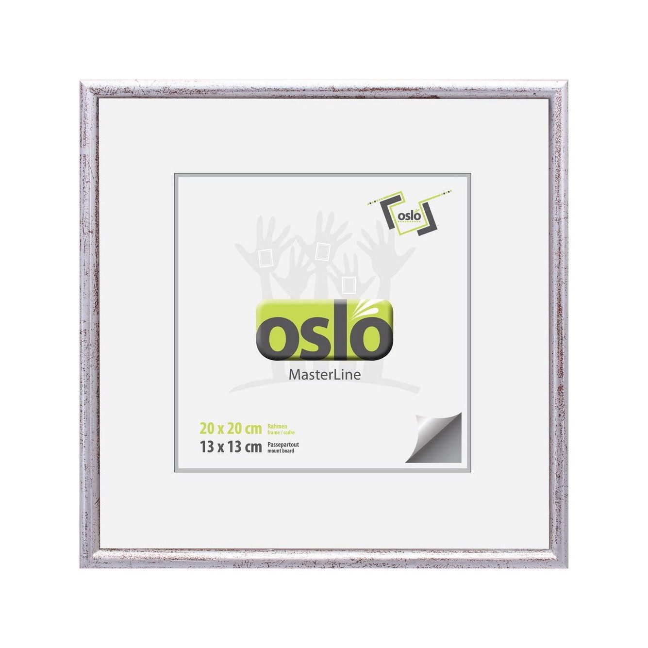 Oslo MasterLine Фоторамки Рамки 20 x 20 cm Holz massiv schmales Profil Echtglas Foto FSC, silber quadratisch mit stabilem Aufsteller