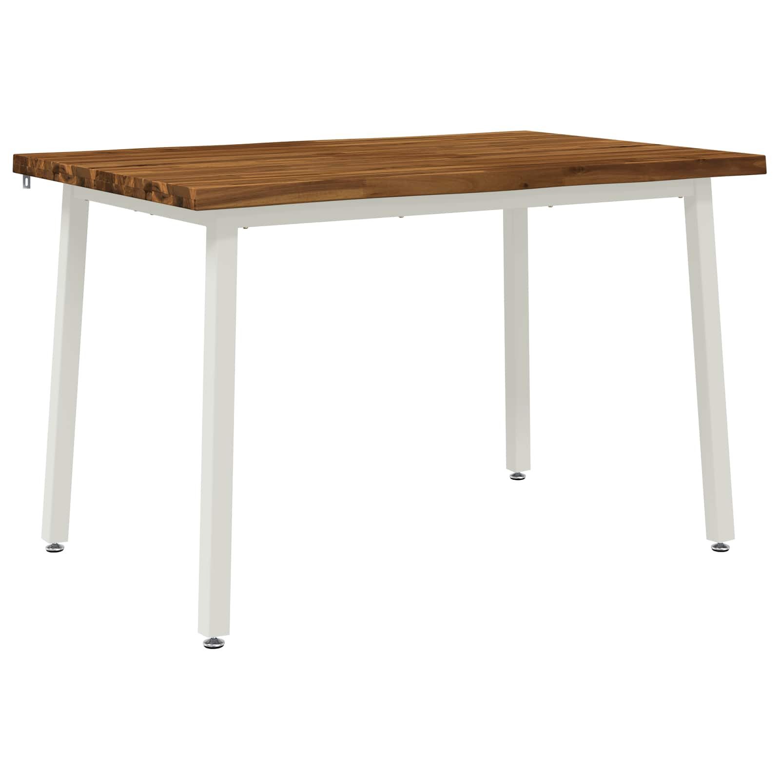 vidaXL Esstisch 120 x 70 x 75 cm Massivholz Natürlich und Weiß (1-St)