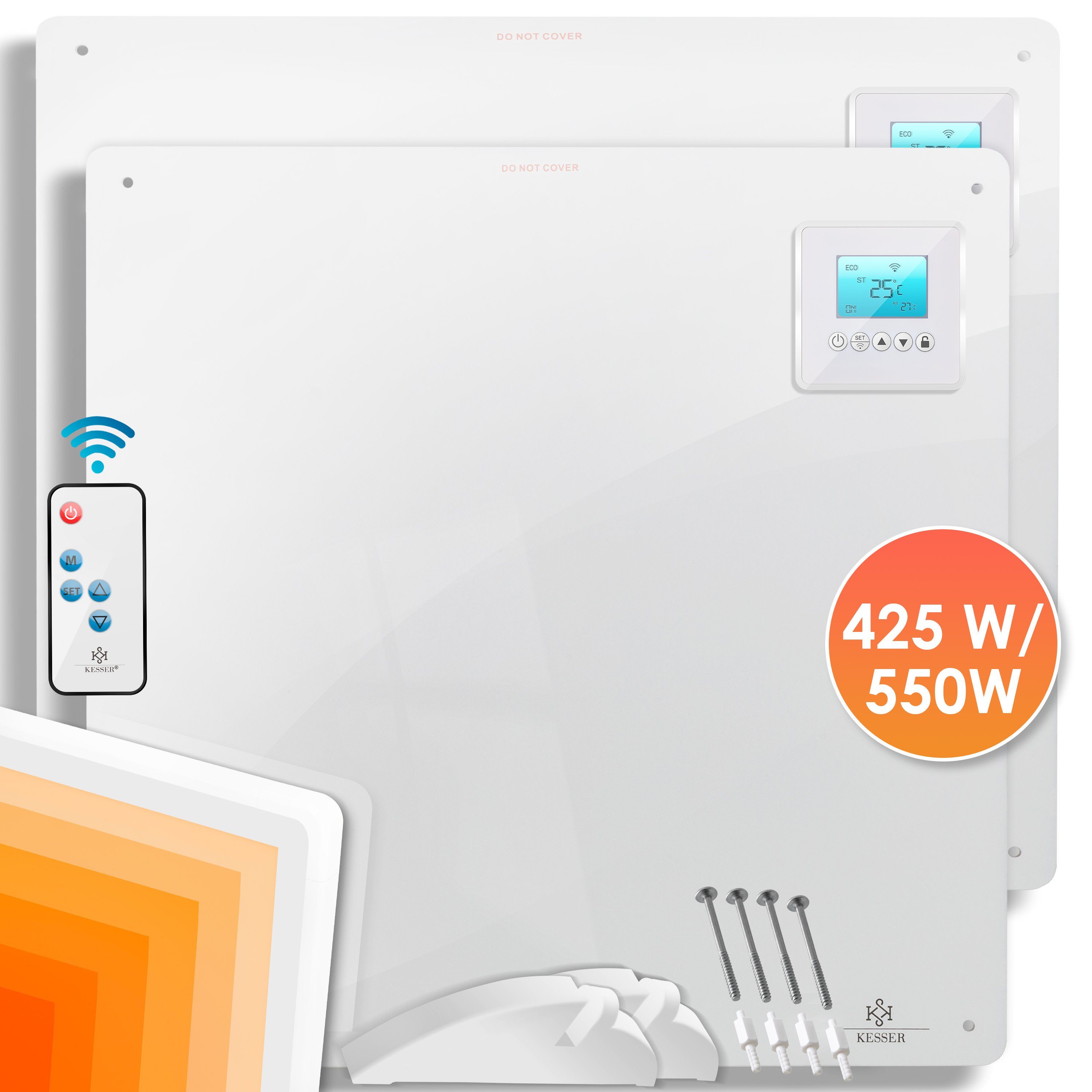 425-550 Watt mit 425 Watt - Weiß Infrarotheizung, KESSER 1x Infrarotheizung LCD-Display Fernbedienung