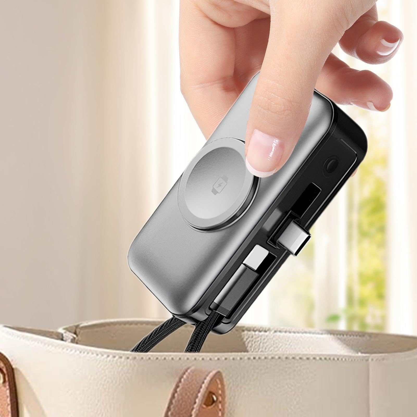 AIBISTAR 5000mAh Magnetische Powerbank, 22,5W, klappbarer Typ-C Powerbank, Integrierter Ständer,LED-Akkuanzeige in Echtzeit