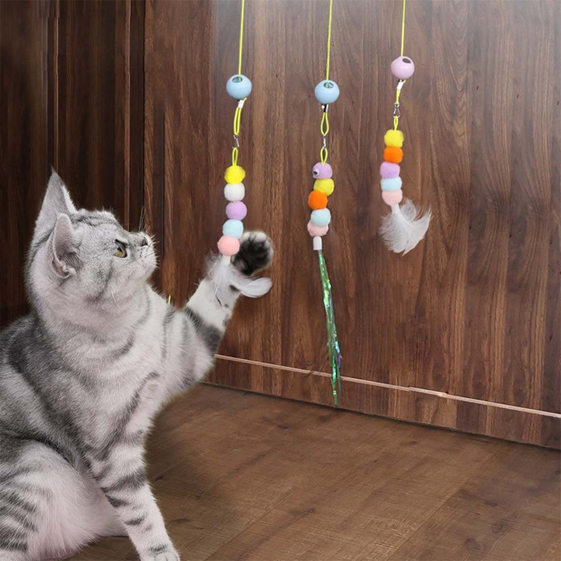 FIDDY Tier-Intelligenzspielzeug 3er-Pack hängendes Katzenspielzeug, (3-tlg) Interaktives Katzenspielzeug mit Katzenminze