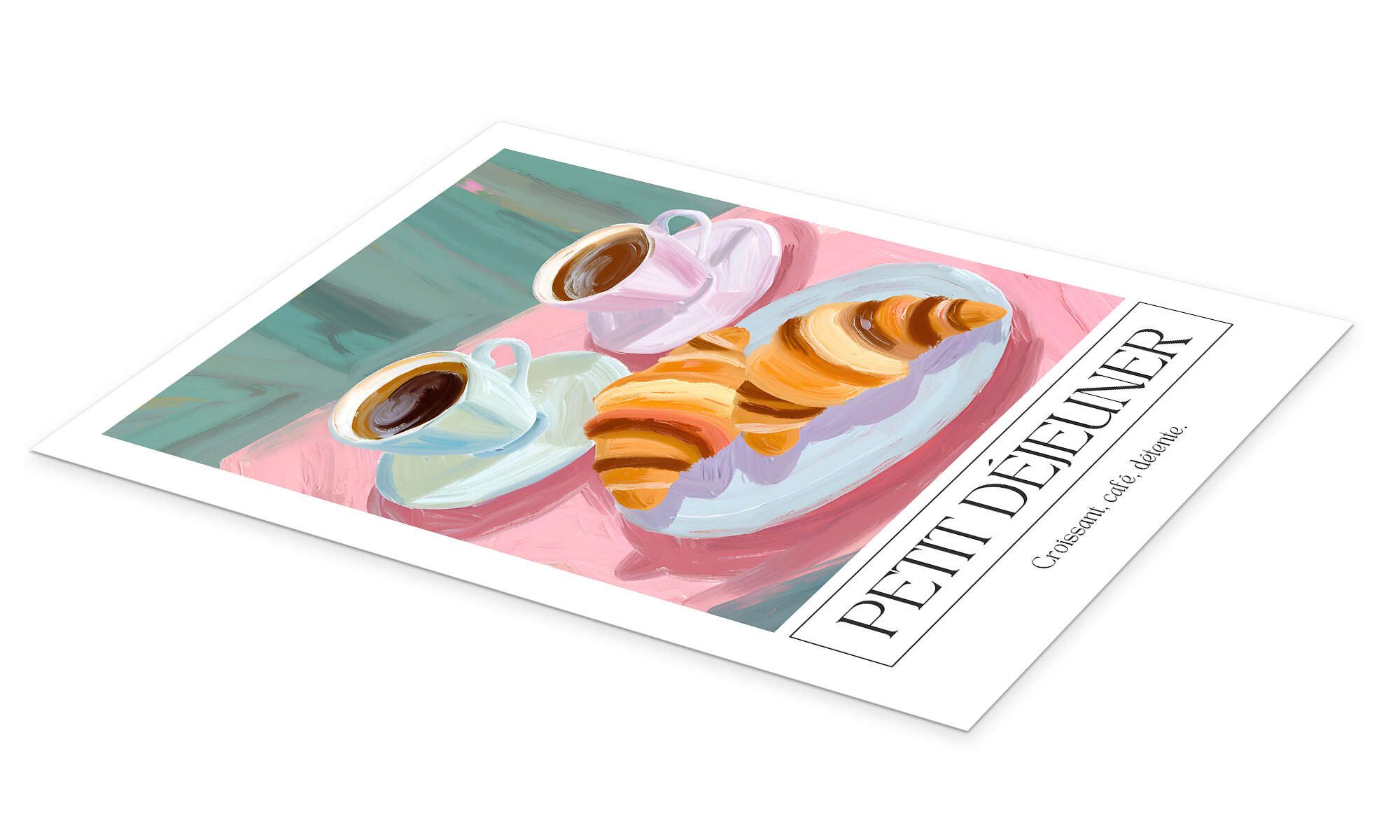 Posterlounge Wandbild Petit Déjeuner - Croissant, Café, Détente, Ohkimiko, erhältlich als Poster, Leinwandbild, Wandsticker oder Acrylglasbild