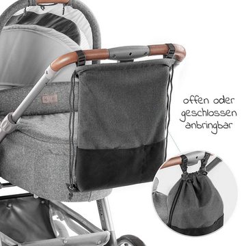 Zamboo Kinderwagen-Tasche Universal - Grau Melange, Kinderwagen Tasche Organizer Kleine Wickeltasche / Wickelrucksack