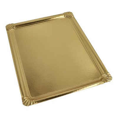 Starpak Servierplatte 5 Servierplatten, Pappe, PET-beschichtet eckig 34 cm x 45,5 cm gold