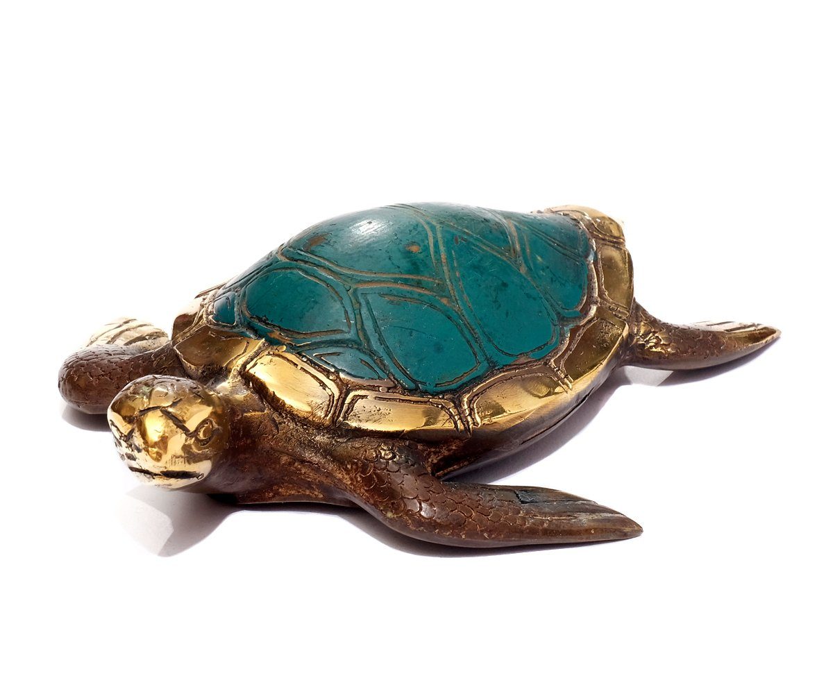 Silber Schildkröte Landschildkröte Tierfigur Brillibrum Schildkröten Dekofigur versilbert Deko Metallfigur Skulptur