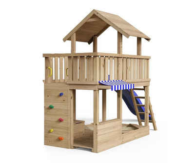 SCHEFFER Outdoor Toys Spielturm Mia Blau, naturbelassenes Lärchenholz