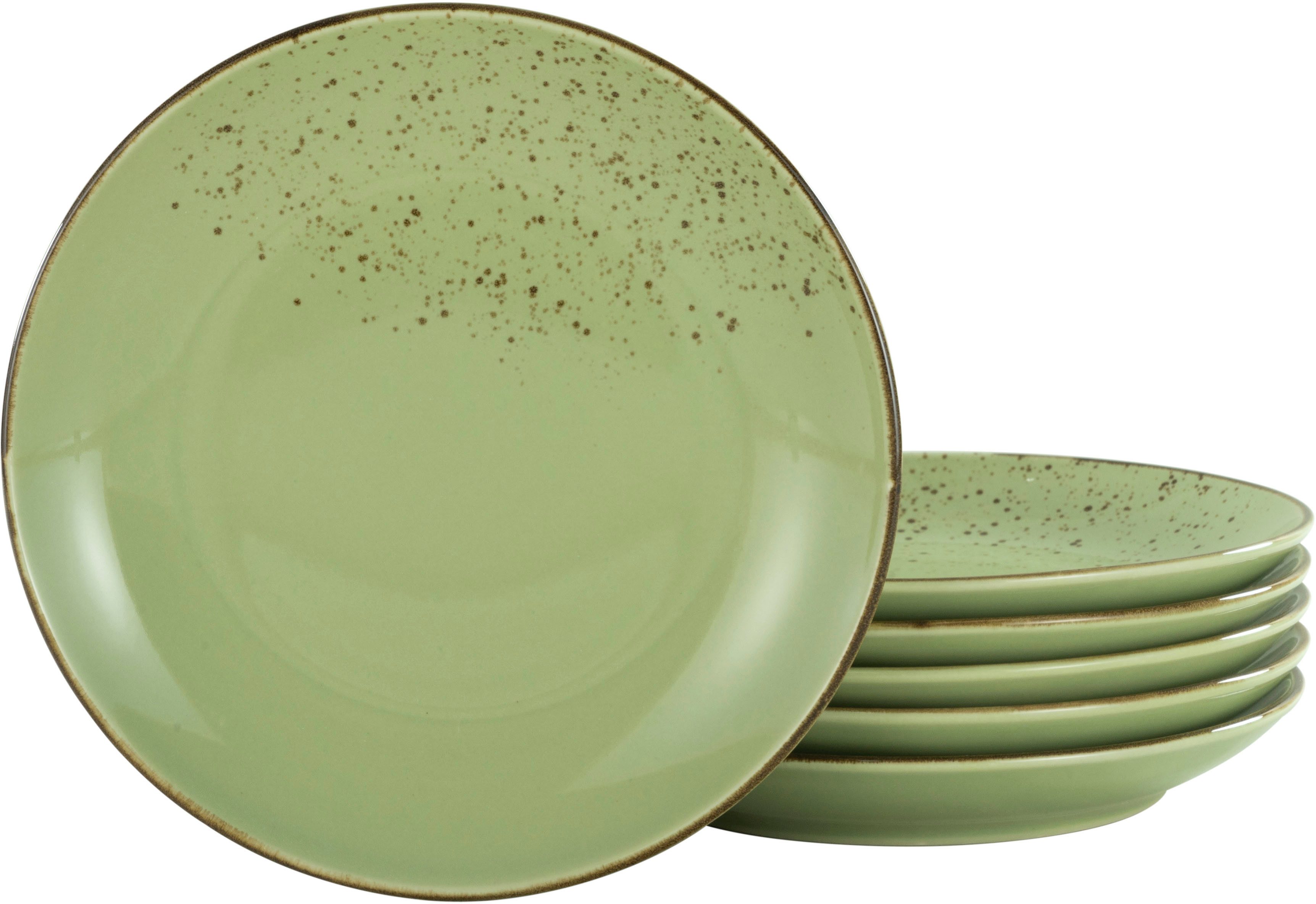 CreaTable Speiseteller Essteller NATURE COLLECTION, (6 St), Teller Set für 6 Personen, Ø 27 cm, Steinzeug, flache Teller