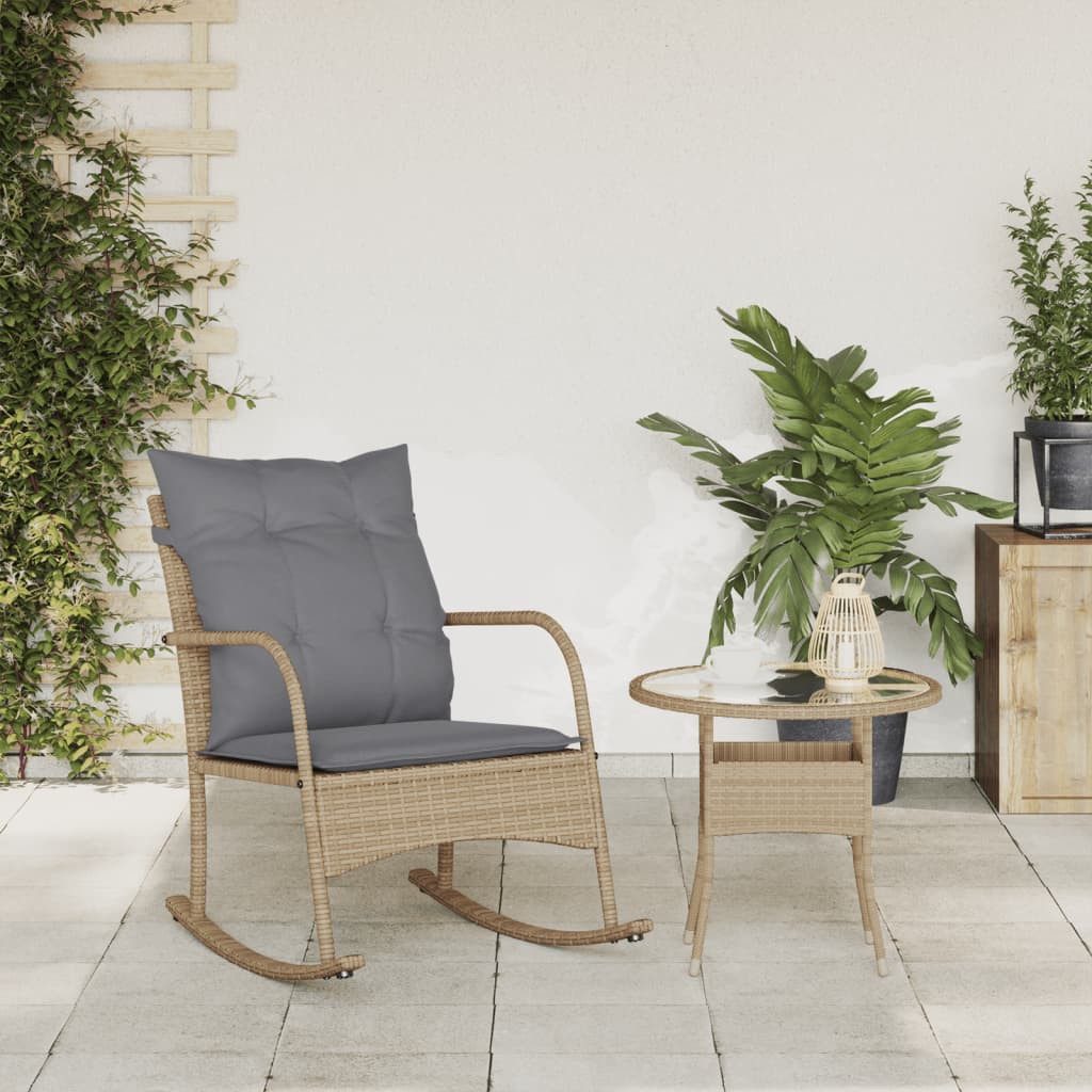vidaXL Gartenstuhl Garten-Schaukelstuhl mit Kissen Beige günstig online kaufen