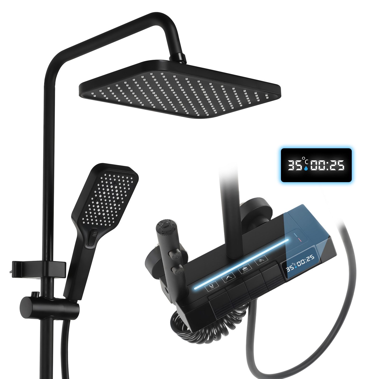 oyajia Brausegarnitur Duschsystem mit Thermostat,Klaviertaste, Intelligente günstig online kaufen