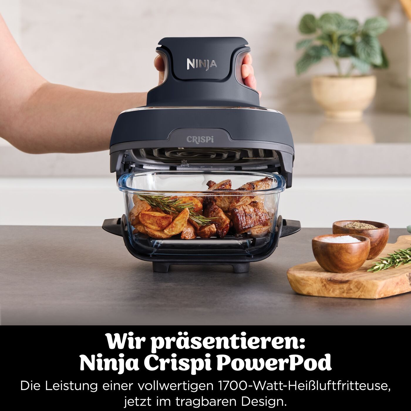 NINJA Heißluftfritteuse CRISPi 4-in-1 Cyber Space - FN101EUGY, 1700 W, tragbar