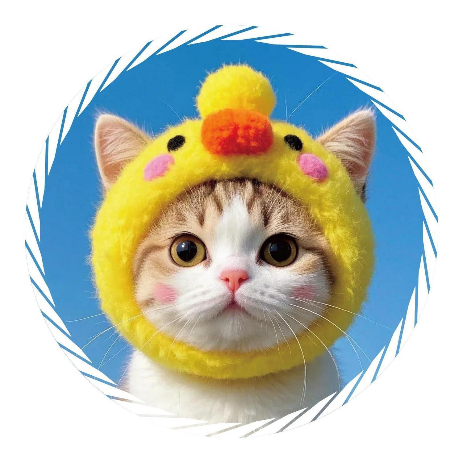 LuxusKollektion Aufkleber Auto Aufkleber PVC Katzen Foto Serie Niedliche Gelbe Mütze Variante