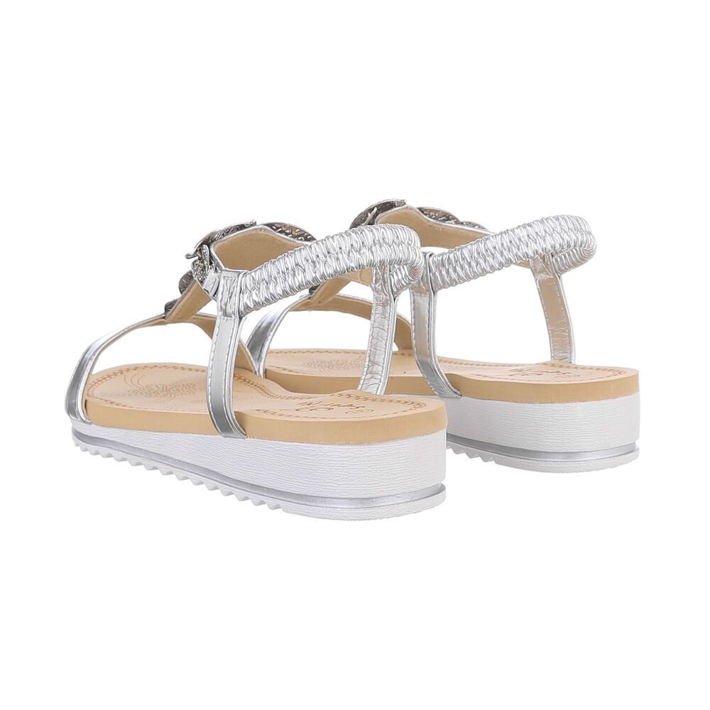 Ital-Design Damen Freizeit Riemchensandalette (86016896) Keilabsatz/Wedge Keilsandaletten in Silber – Bild 3 von 4