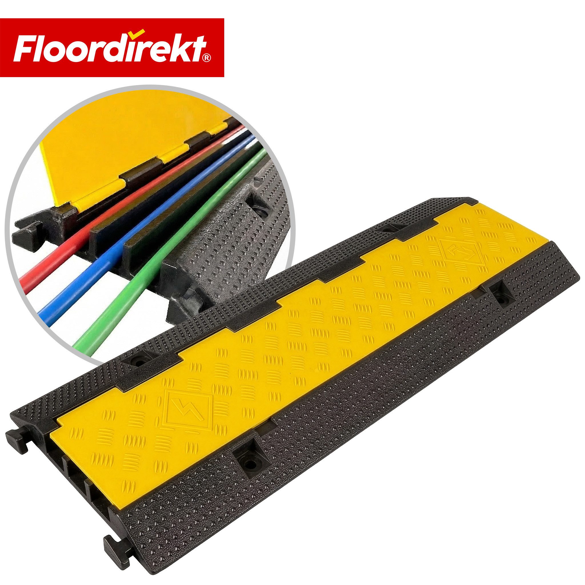 Floordirekt Kabelkanal Kabelbrücke 3 Kanal Vertex Kabelschutzbrücke Kabelrampe Überfahrrampe (100 x 30 x 4,5 cm, 1-St., Belastbarkeit bis zu 10 Tonnen), 3 Kabelkanäle: je 32 x 32 mm für Kabel, Leitungen, Schläuche und Rohre