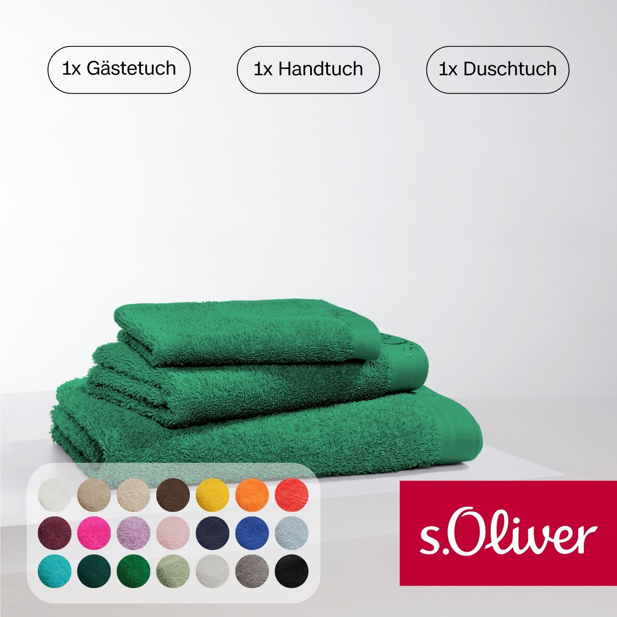 s.Oliver Handtuch Set s.Oliver, Premium Qualität, 600 gr/m², Walkfrottier (Set, 3-St), 1 Gästetuch 30x50 cm, 1 Handtuch 50x100 cm, 1 Duschtuch 70x140 cm