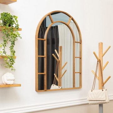 Terra Home Wandspiegel Spiegel Eiche Landa 60x80 cm, Bogenform mit Fenster (braun), Badezimmerspiegel Flurspiegel