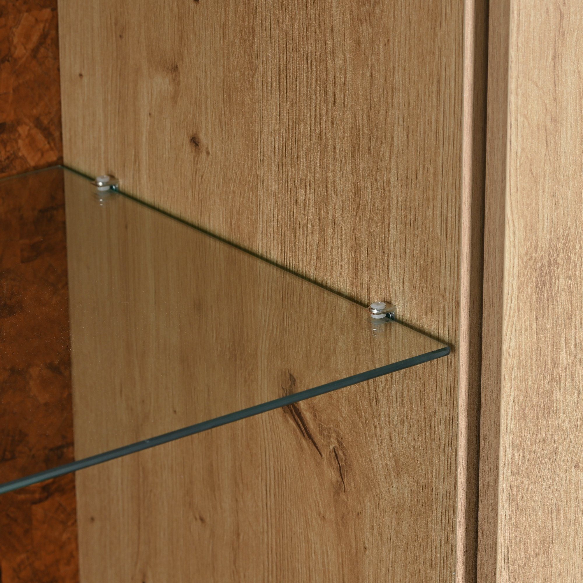 Standvitrine (mit LED-Beleuchtung, 3 Türen und Glasablage) Vitrinenschrank mit vertstellbaren Einlegeböden, 78x40x150cm