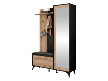Compleo Garderoben-Set mit Kleiderbügel und Spiegel ALICE, Moderne Garderobe für den Flur, mit Sitzkissen