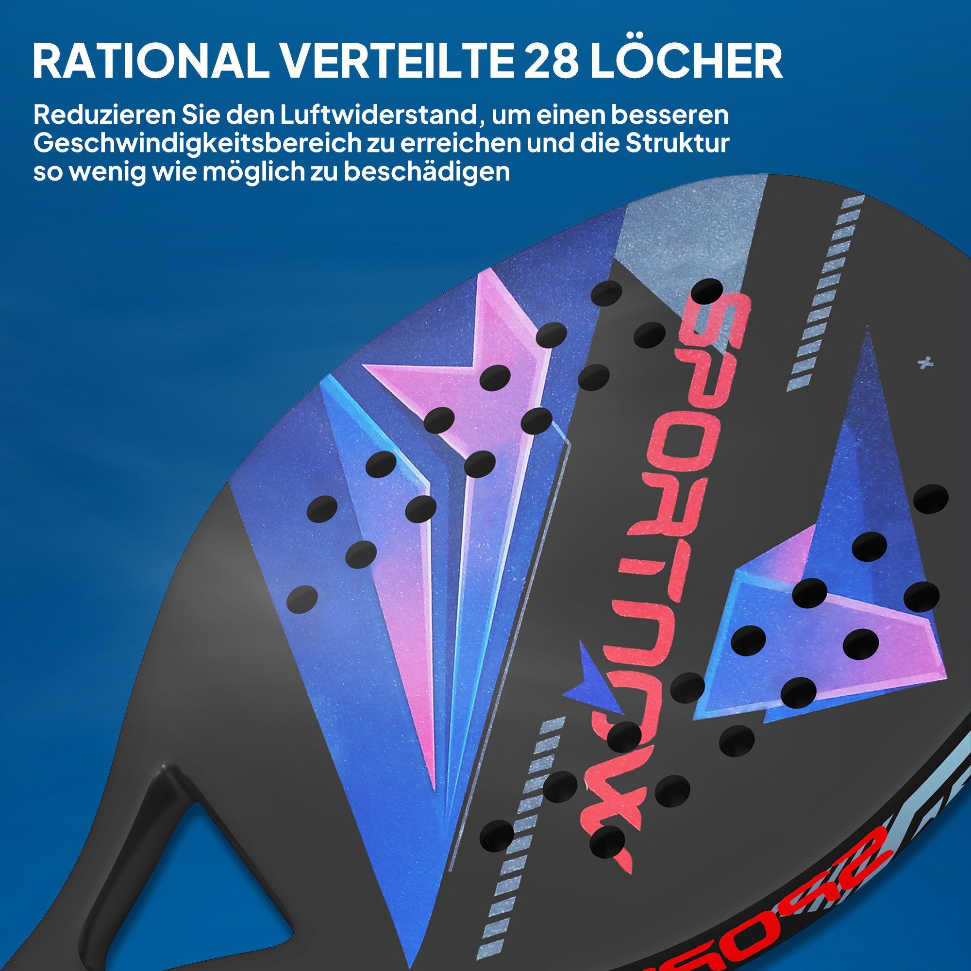 SPORTNOW Tennisschläger Beach-Tennis-Schläger, (mit EVA-Memory-Foam-Kern, 2-tlg., Umhängetasche und rutschfestem Griff), Schwarz