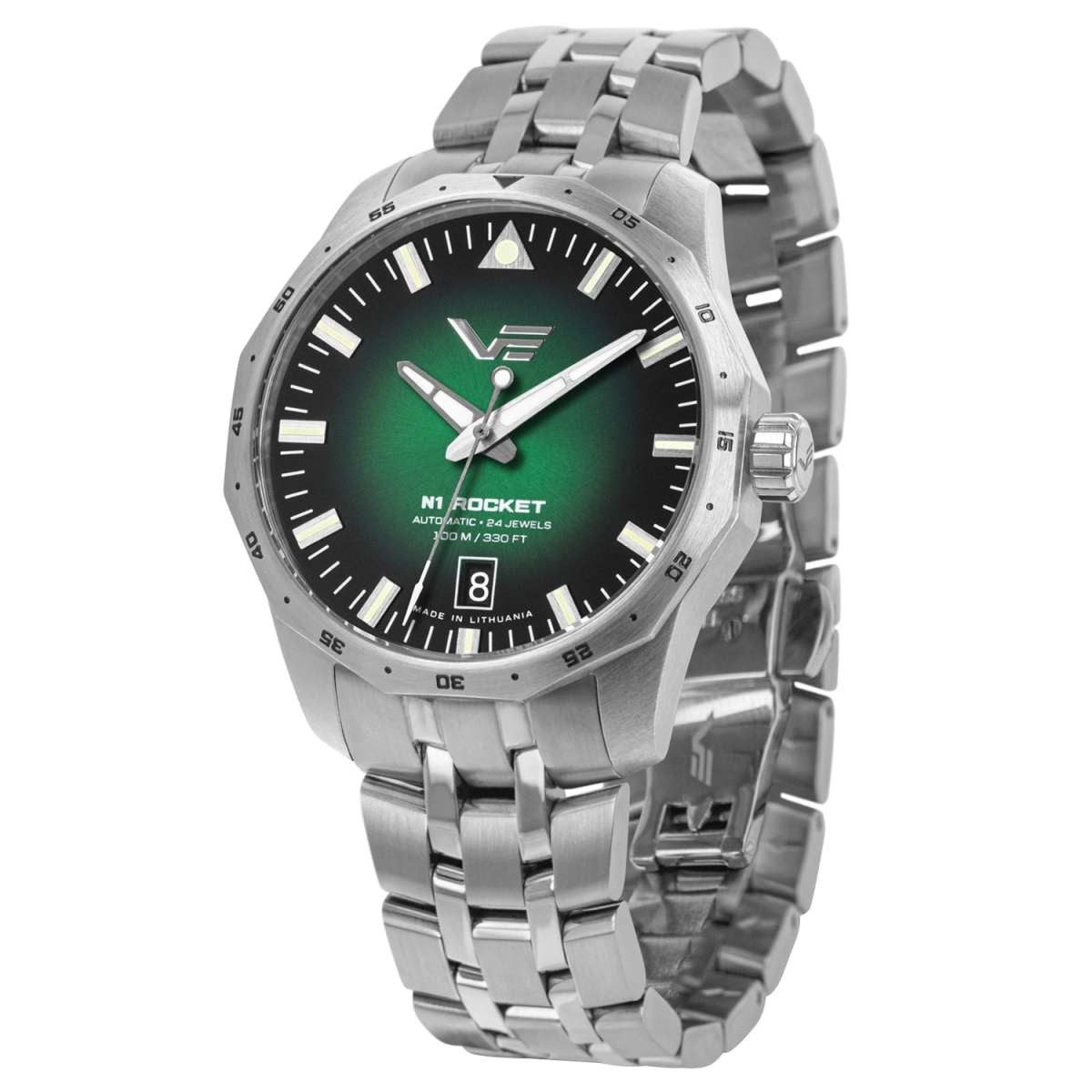 Vostok Europe Automatikuhr NH35-125A749B, Unisex Automatik Rocket N1 Stahl/Grün 39 mm