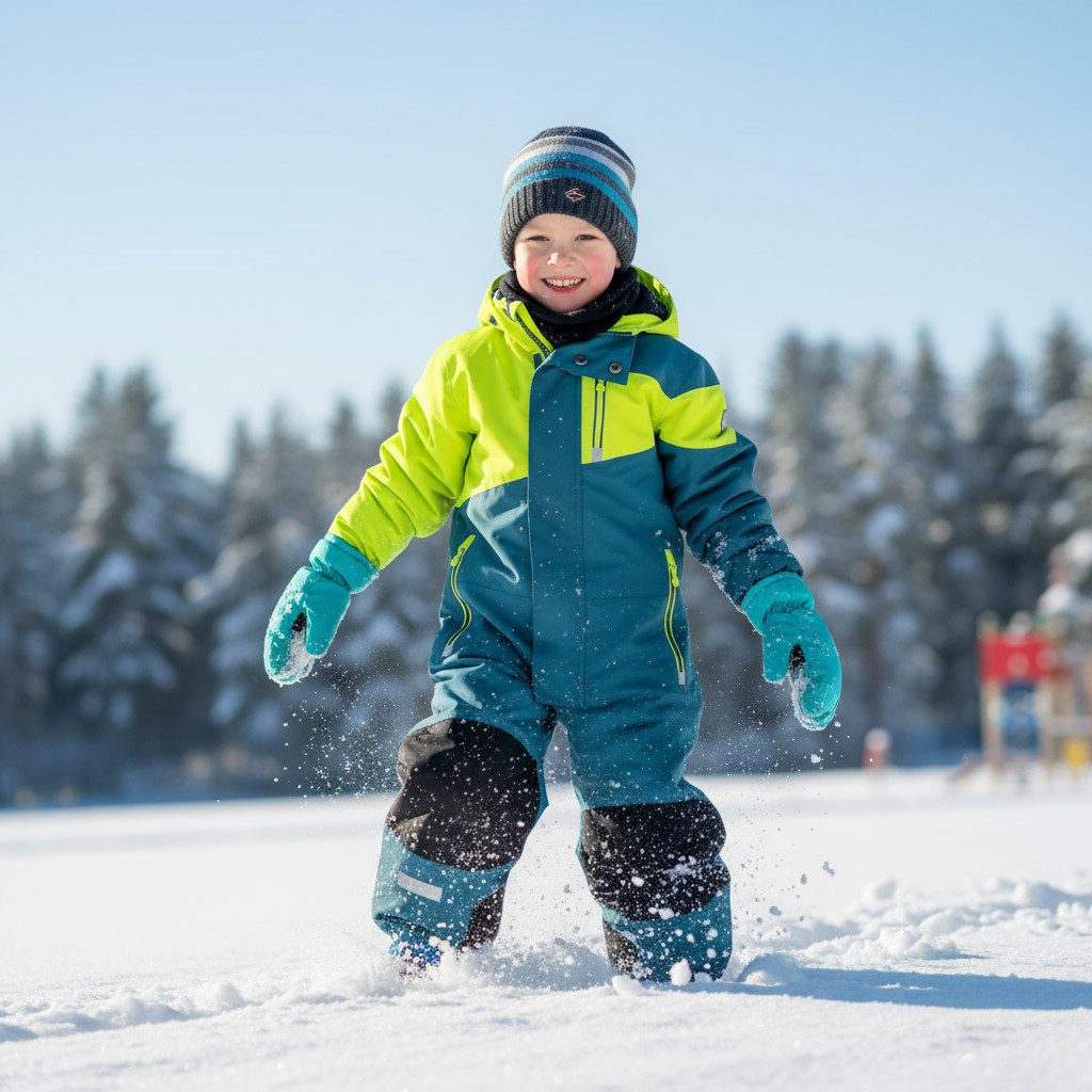 Killtec Schneeoverall Schneeanzug Kinder Skianzug blau/grün Innenfutter aus Fleece