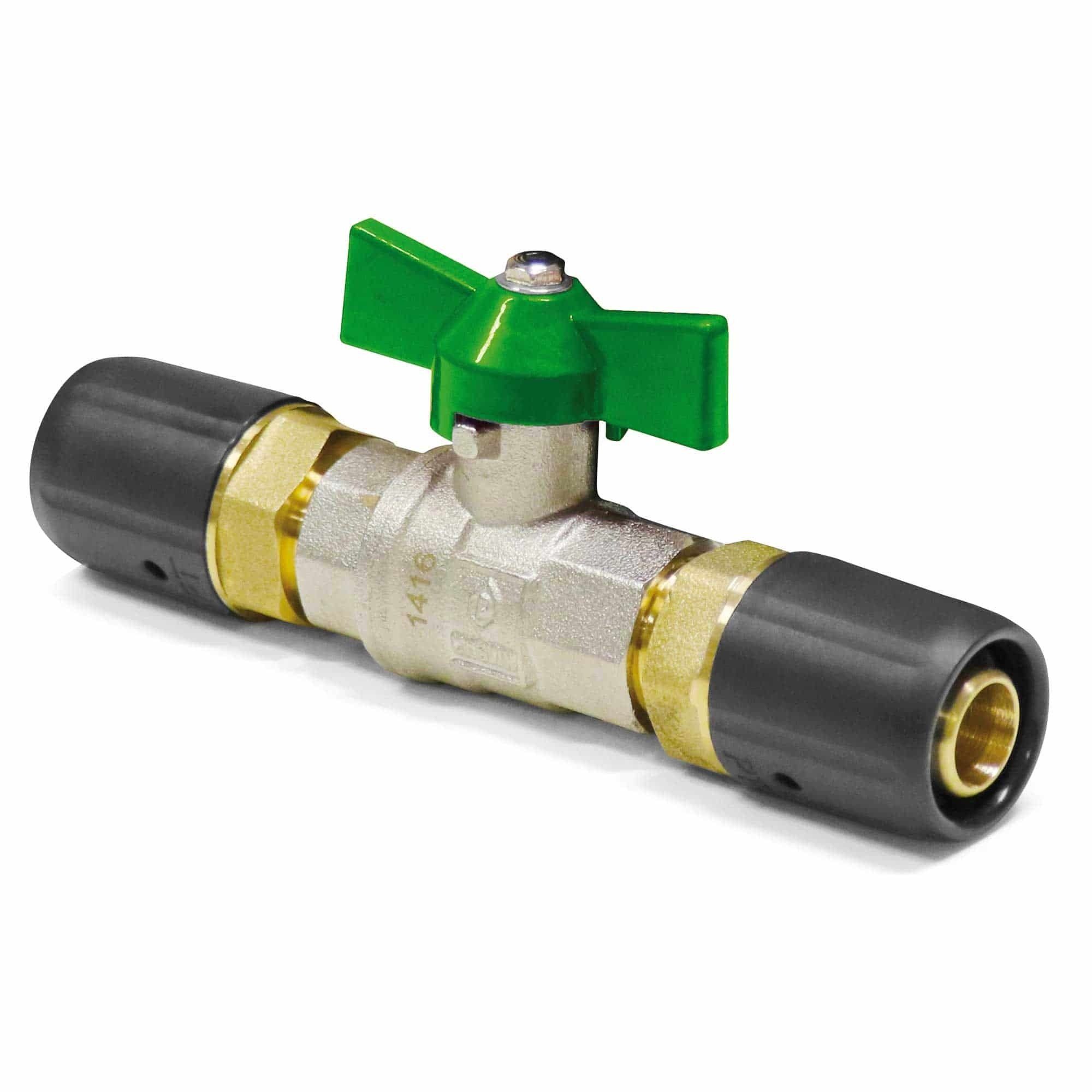 PipeTec Deutschland Steckfitting, Pipetec Steckfitting - DVGW Kugelhahn mit Knebelgriff grün