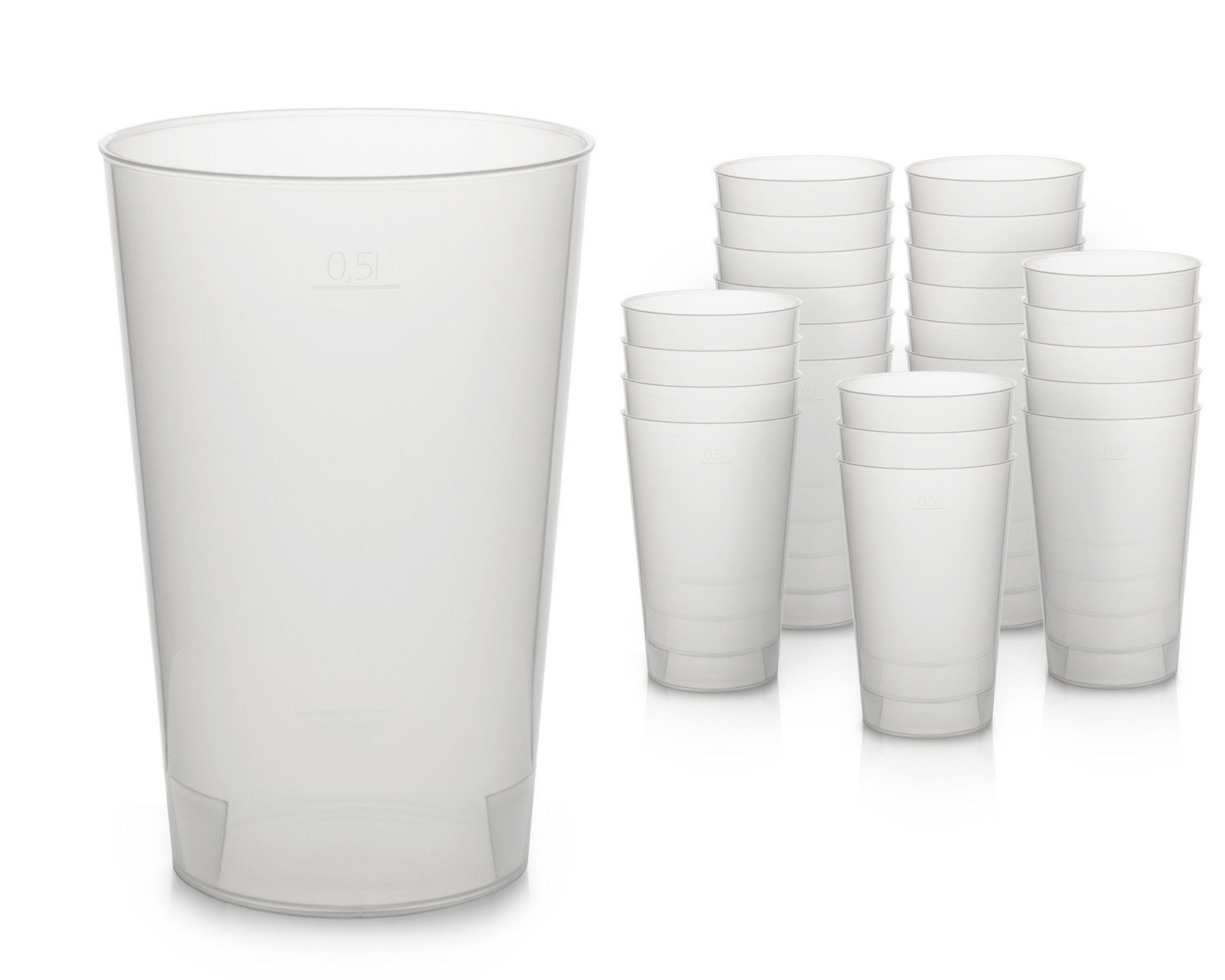 OCTOPUS Becher 25x Mehrwegbecher 500ml, Plastikbecher aus bruchsicherem Kunststoff, 25-tlg., PP