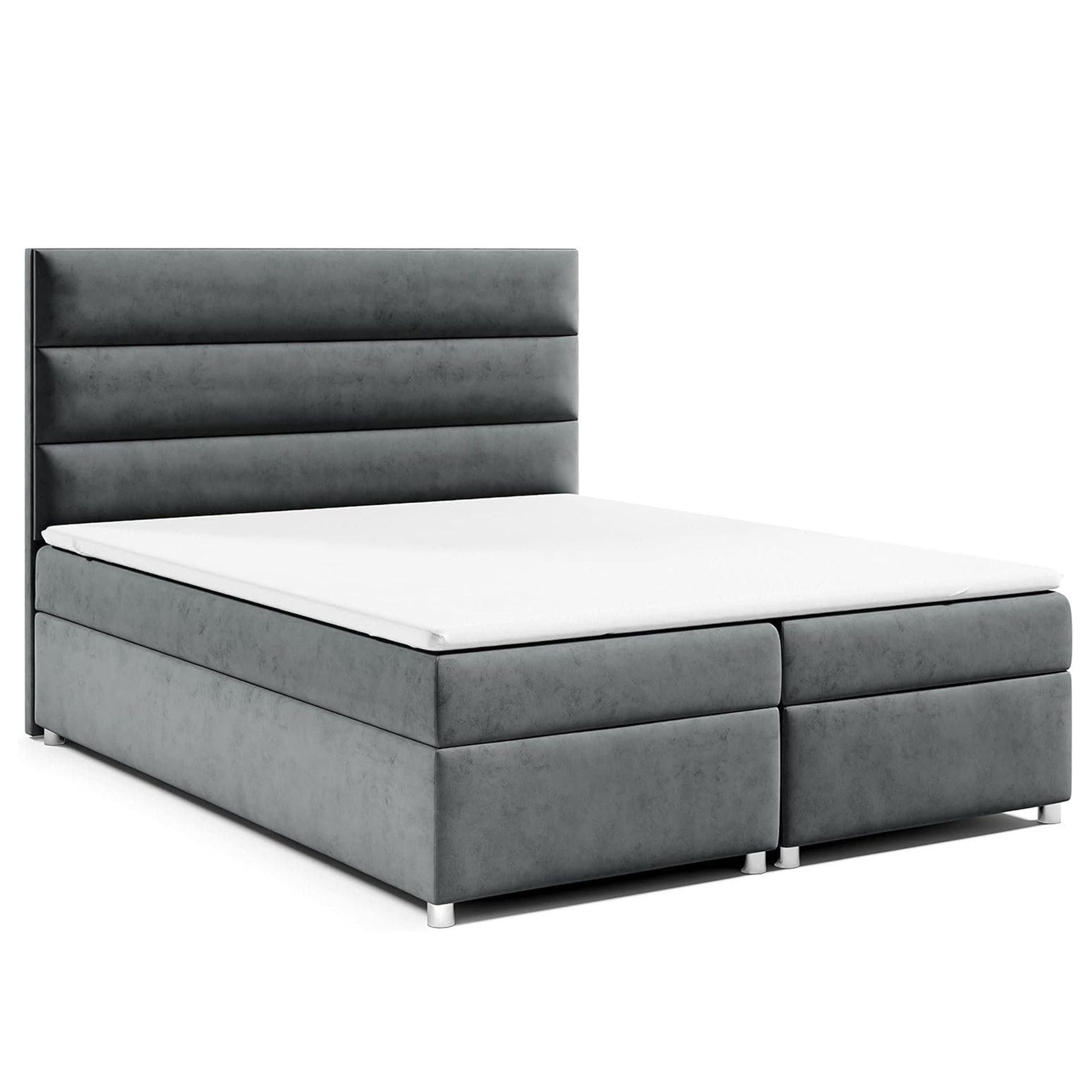 Best for Home Boxspringbett Trinity K-1 LUX – Modern Boxspringbett mit Stauraum & Komfort (Boxspringbett-Set, 1-St., Komplettes Boxspringbett-Set inklusive Matratze und Topper), Ergonomischer Schlafkomfort, großer Stauraum