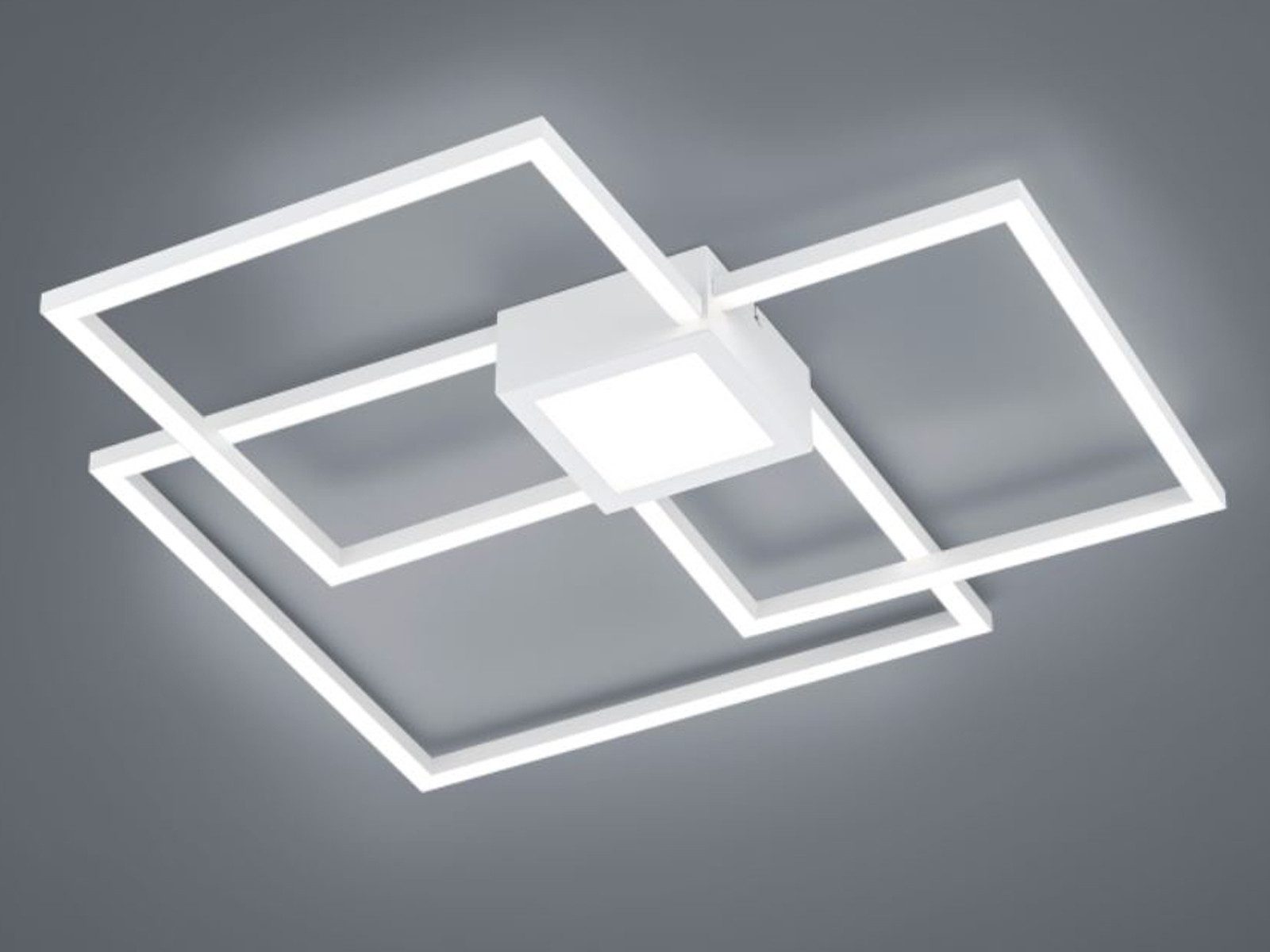 TRIO Leuchten LED Deckenleuchte, Dimmfunktion, LED fest integriert, stufenweise dimmbar über Schalter, Neutralweiß, Ausgefallene Leuchte mit Quadraten aus Metall, groß und flach 65x65cm