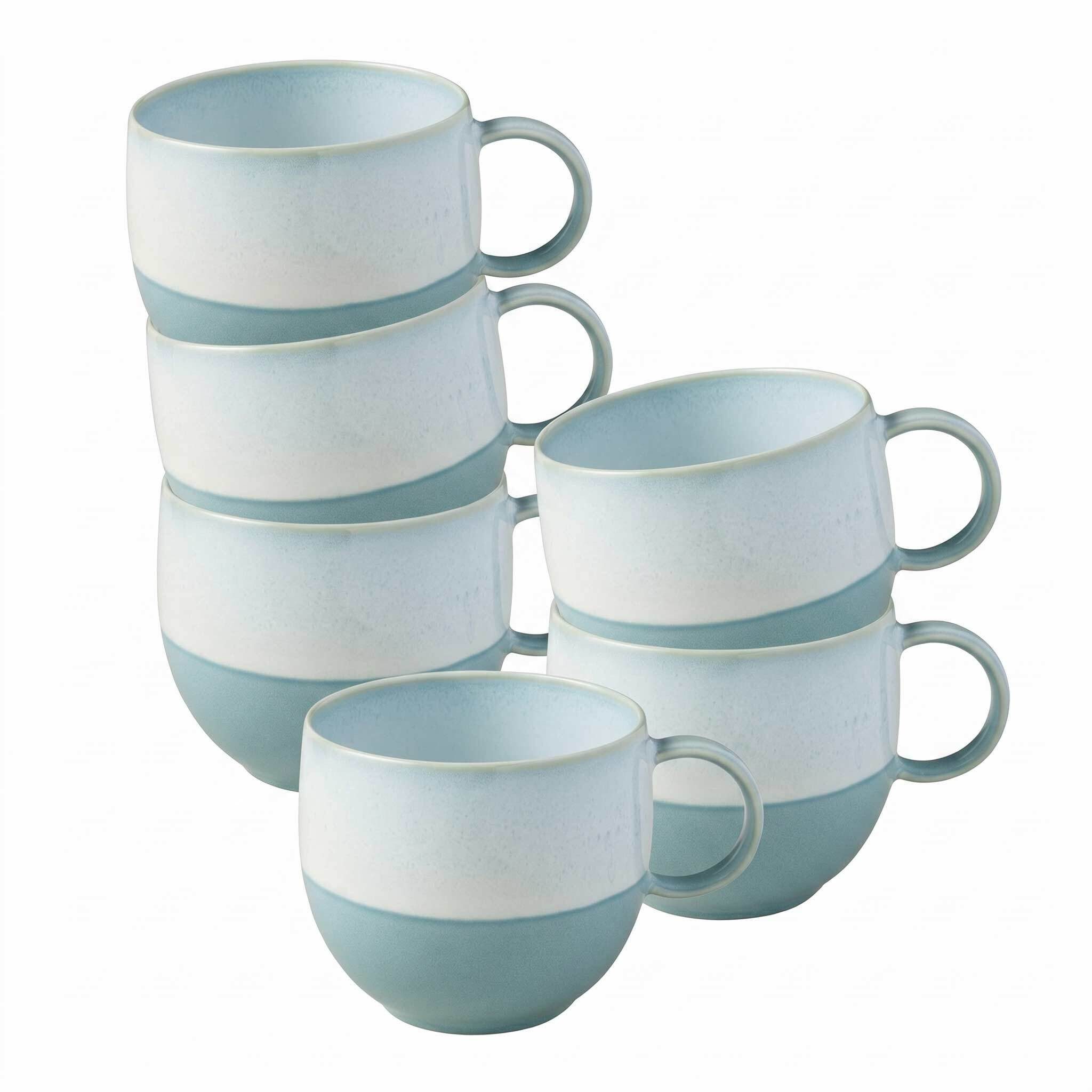 like. by Villeroy & Boch Becher Perlemor Aqua Henkelbecher 290 ml 6er Set, 6-tlg., Porzellan