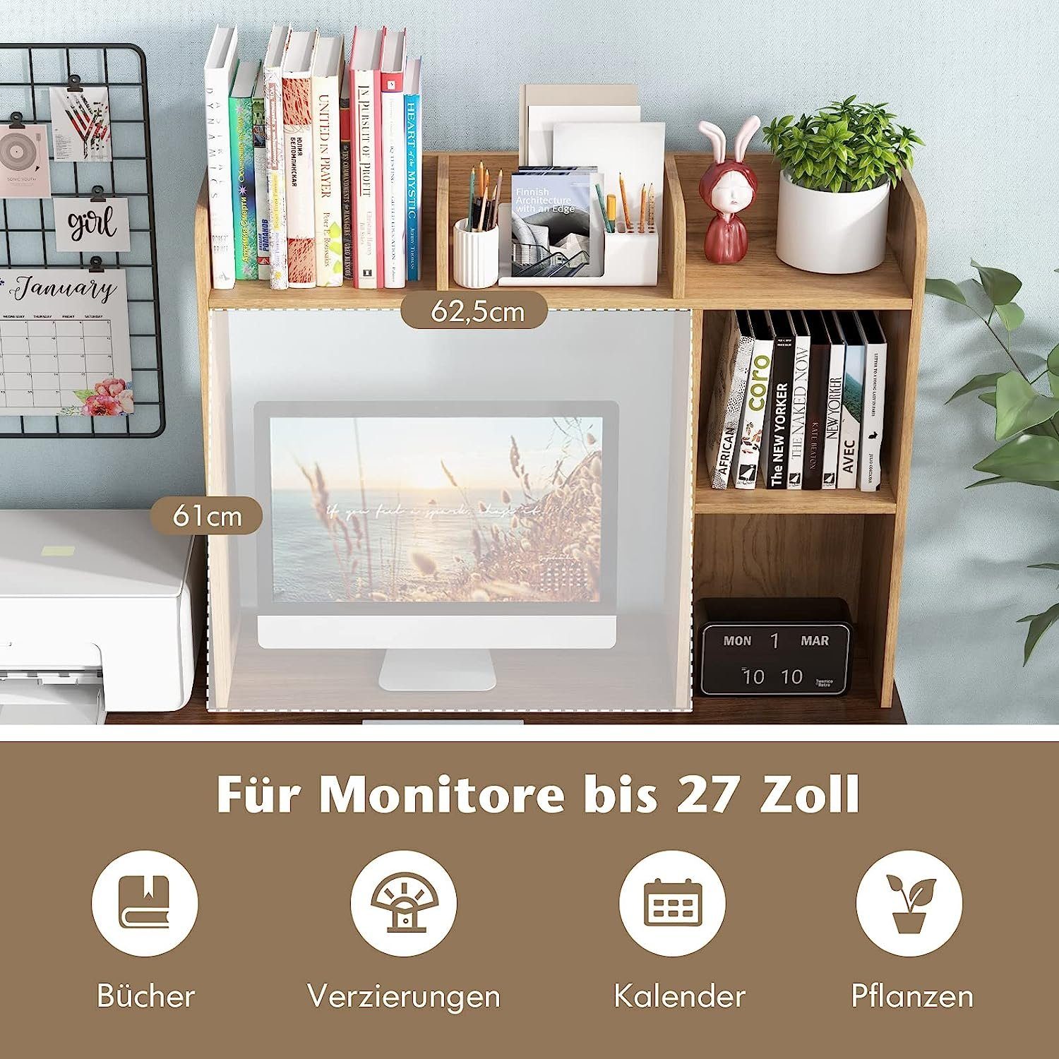 KOMFOTTEU Bücherregal Schreibtischregal, mit 5 offene günstig online kaufen