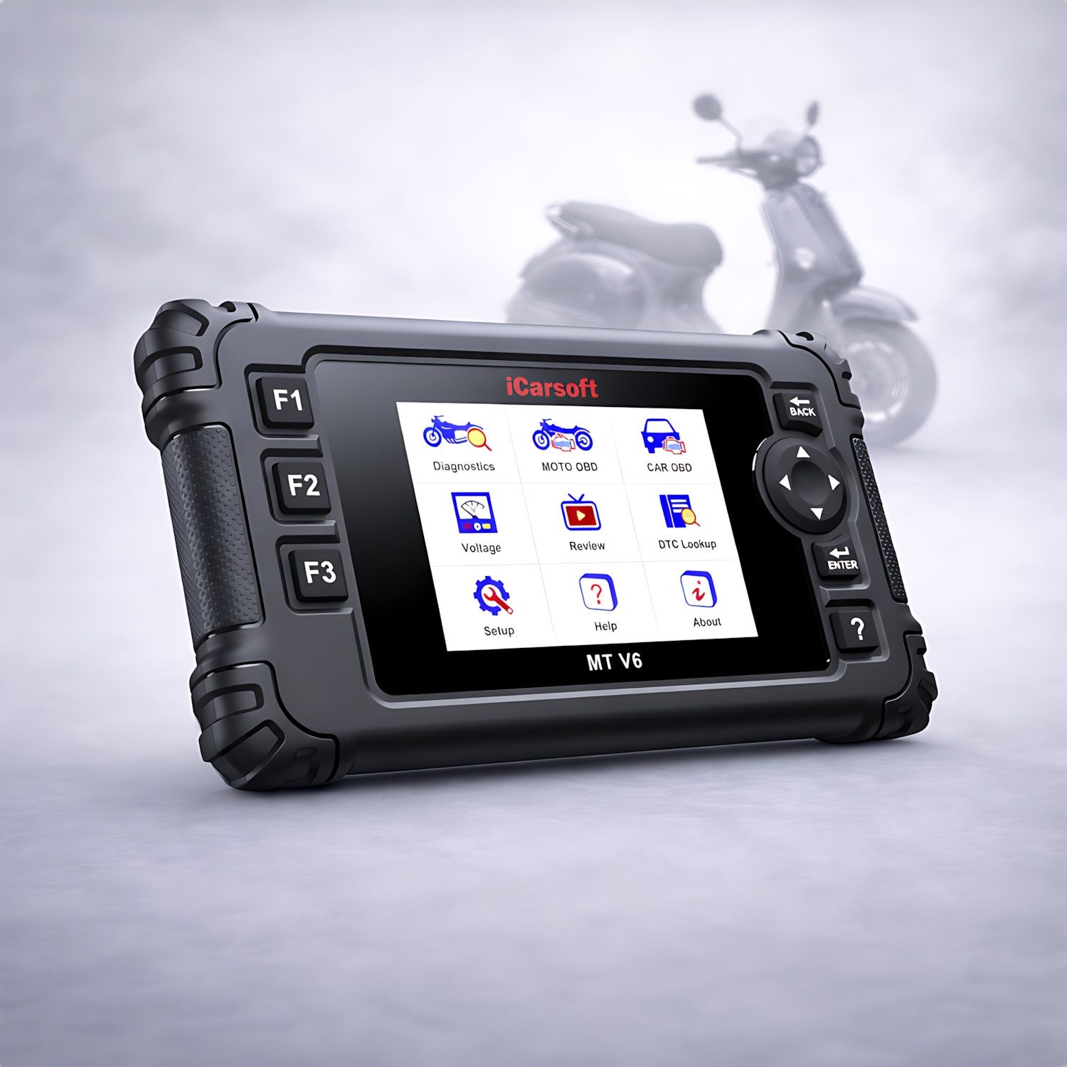 iCarsoft OBD2-Diagnosegerät MT V6 für VESPA Motor Roller OBD Scanner +Adapter +Updates