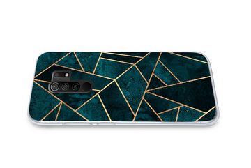 MuchoWow Handyhülle Steine - Gold - Luxus - Muster - Abstrakt, Phone Case, Handyhülle Xiaomi Redmi 9, Silikon, Schutzhülle