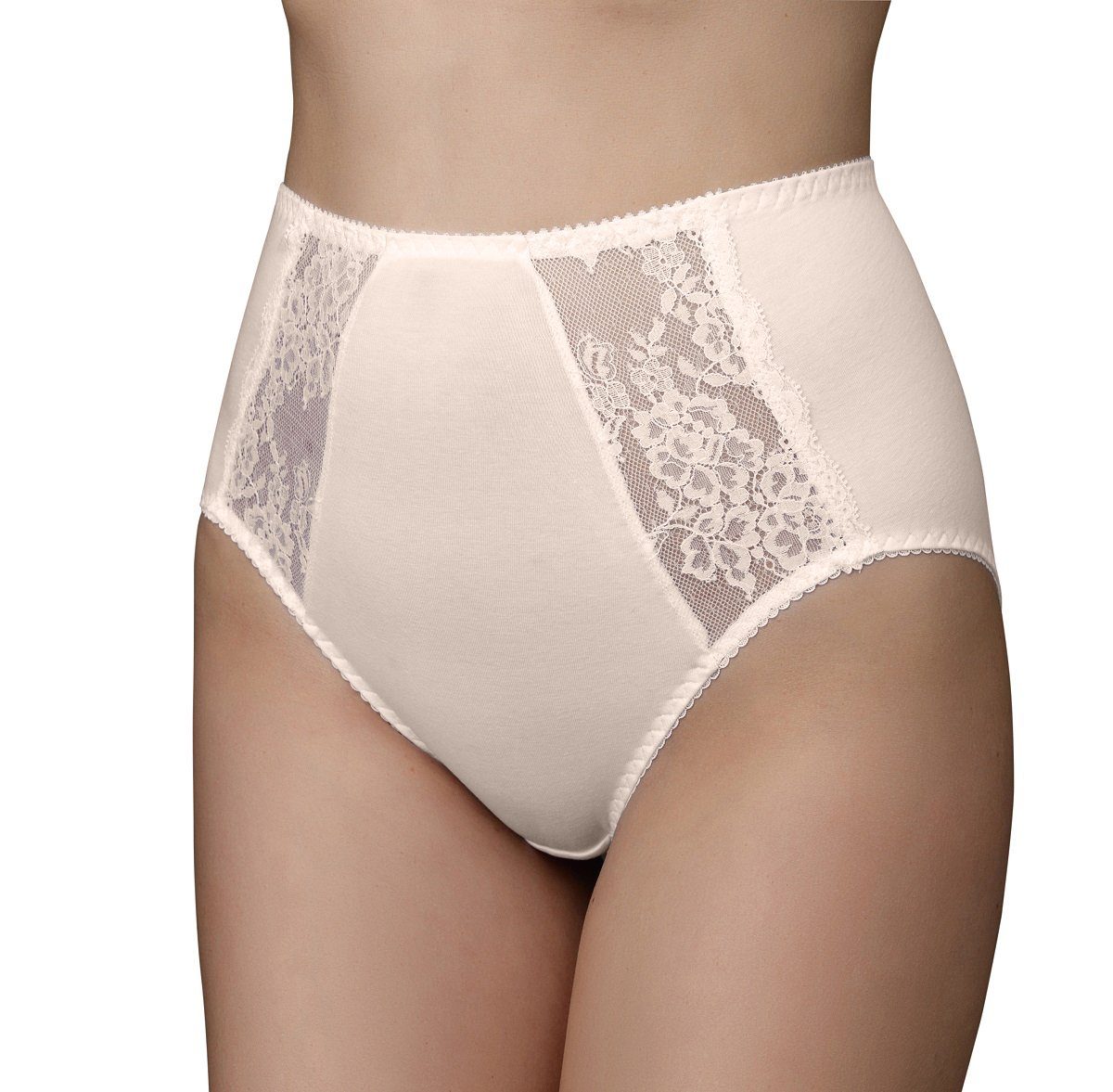 hohe weicher Verally mit 1-St) Taillenslip breiter Verally Spitze, Taille, Unterwäsc zarte beige Taillenslip Spitze (Set,