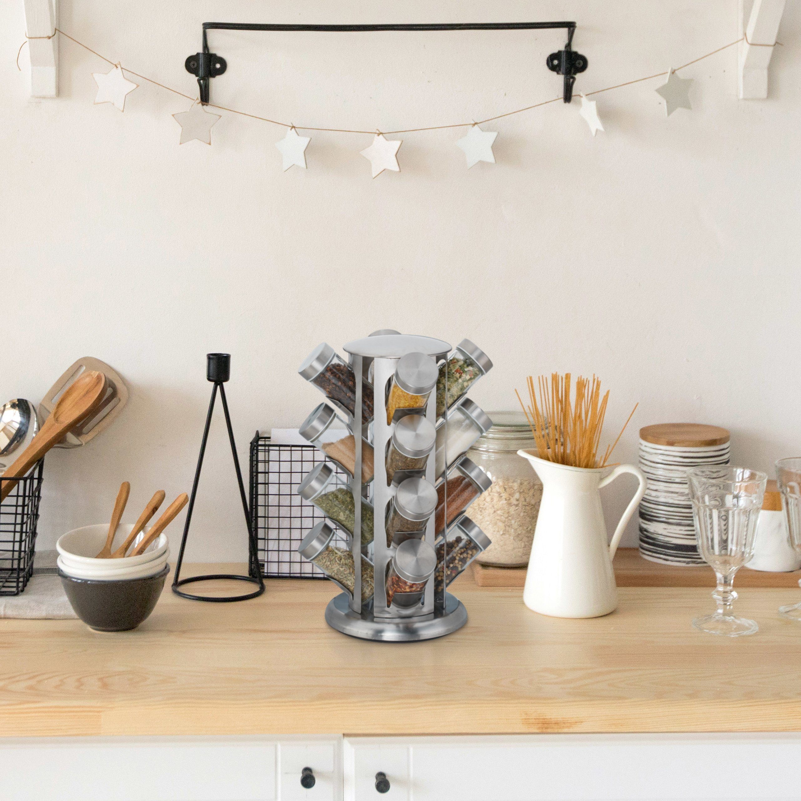 relaxdays Gewürzkarussell mit 16 Gläs günstig online kaufen