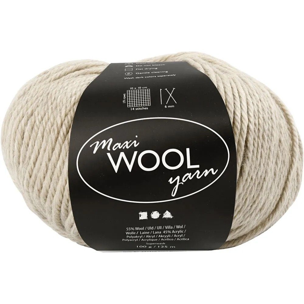Creotime Dekofigur Wolle Maxi WOOL yarn, L: 125 m, 100 g/ 1 Knäuel Sand