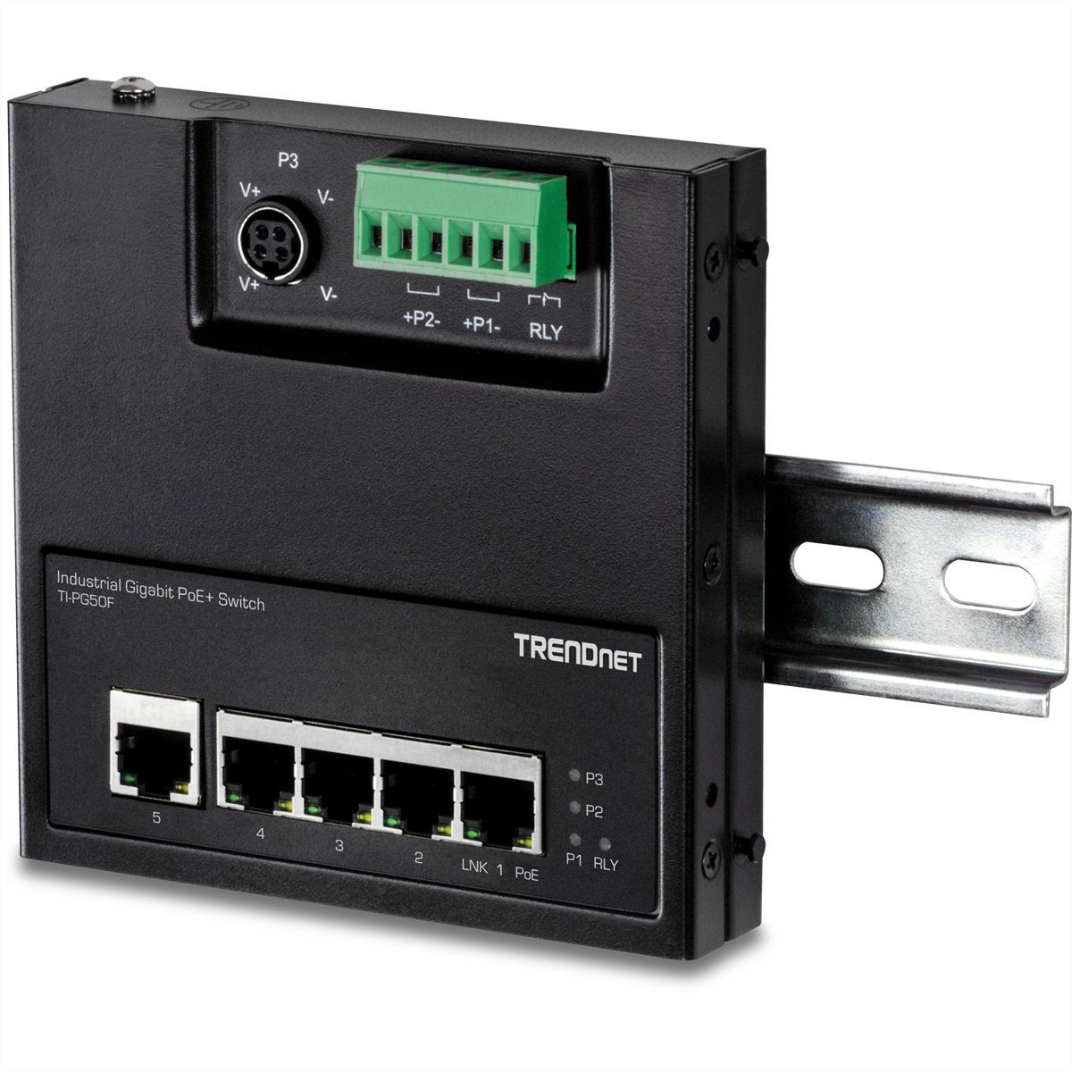 TI-PG50F (wandmontierbar) Trendnet PoE+ Access Industrial Front 5-Port Switch Netzwerk-Switch Gigabit