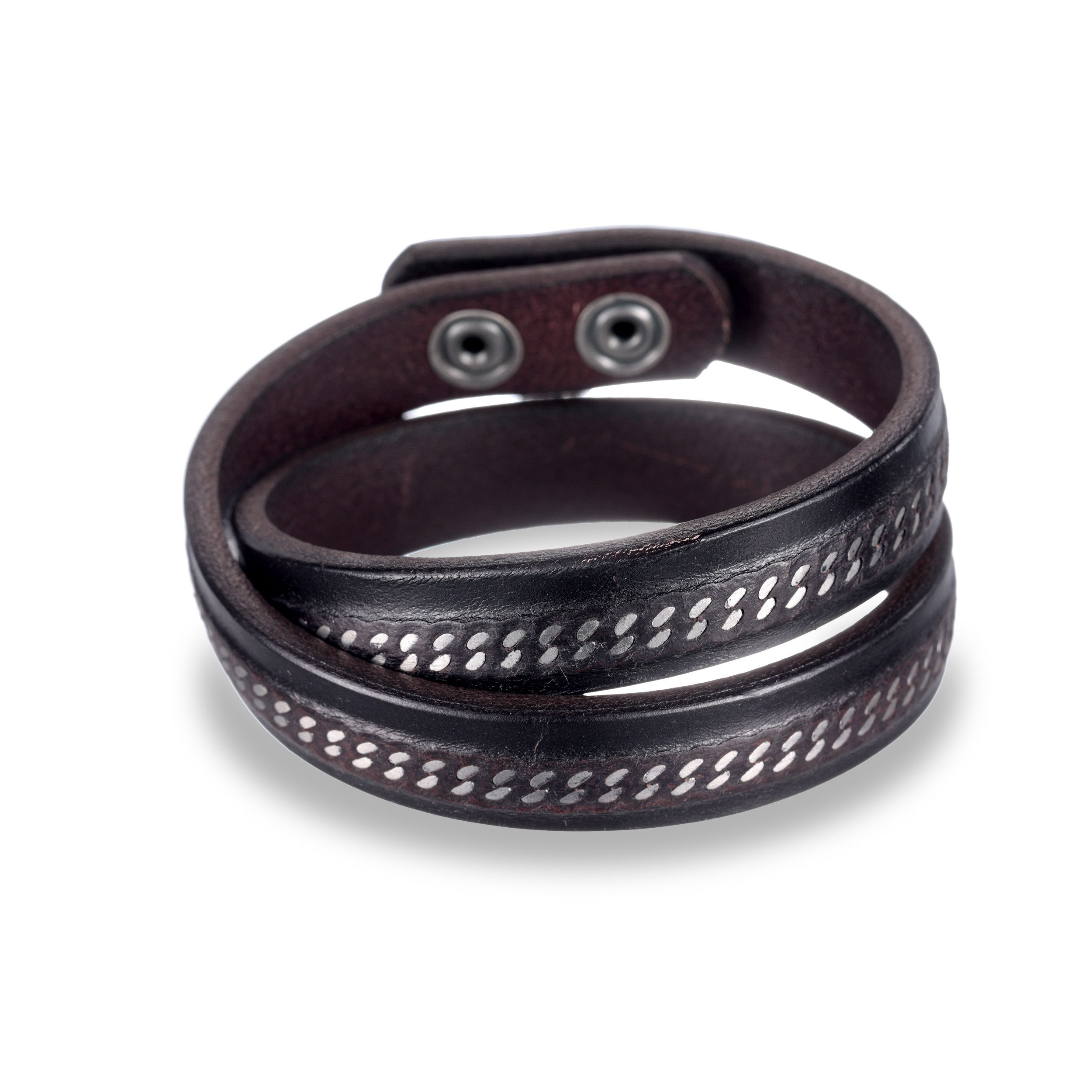 Kingka Lederarmband Herren Wickelarmband hochwertiges italienisches Leder, Cooler Herren Schmuck perfekte Geschenkidee zu Geburtstag, Weihnachten