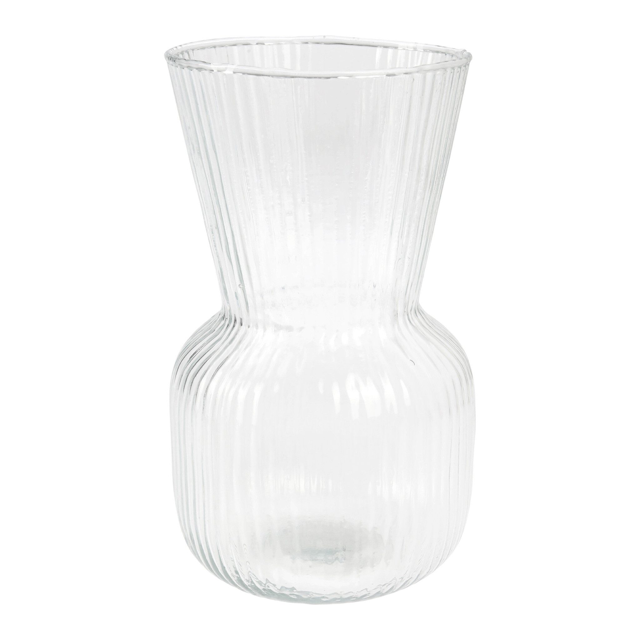 Excellent Houseware Dekovase, Blumenvase aus recyceltem Glas 9,5x16cm geriffelt Klar Transparent