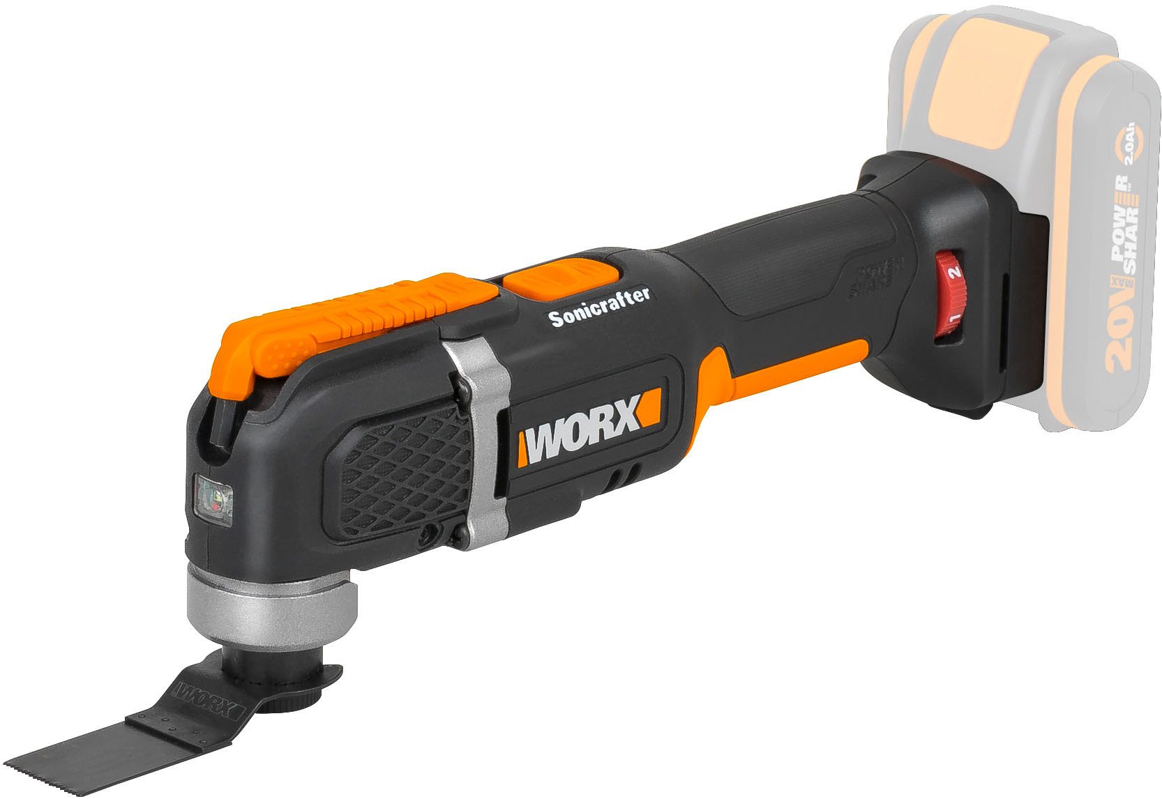 Worx Akku-Multifunktionswerkzeug WX696.9, zum Schneiden, Sägen, Schleifen uvm, ohne Akku & Ladegerät