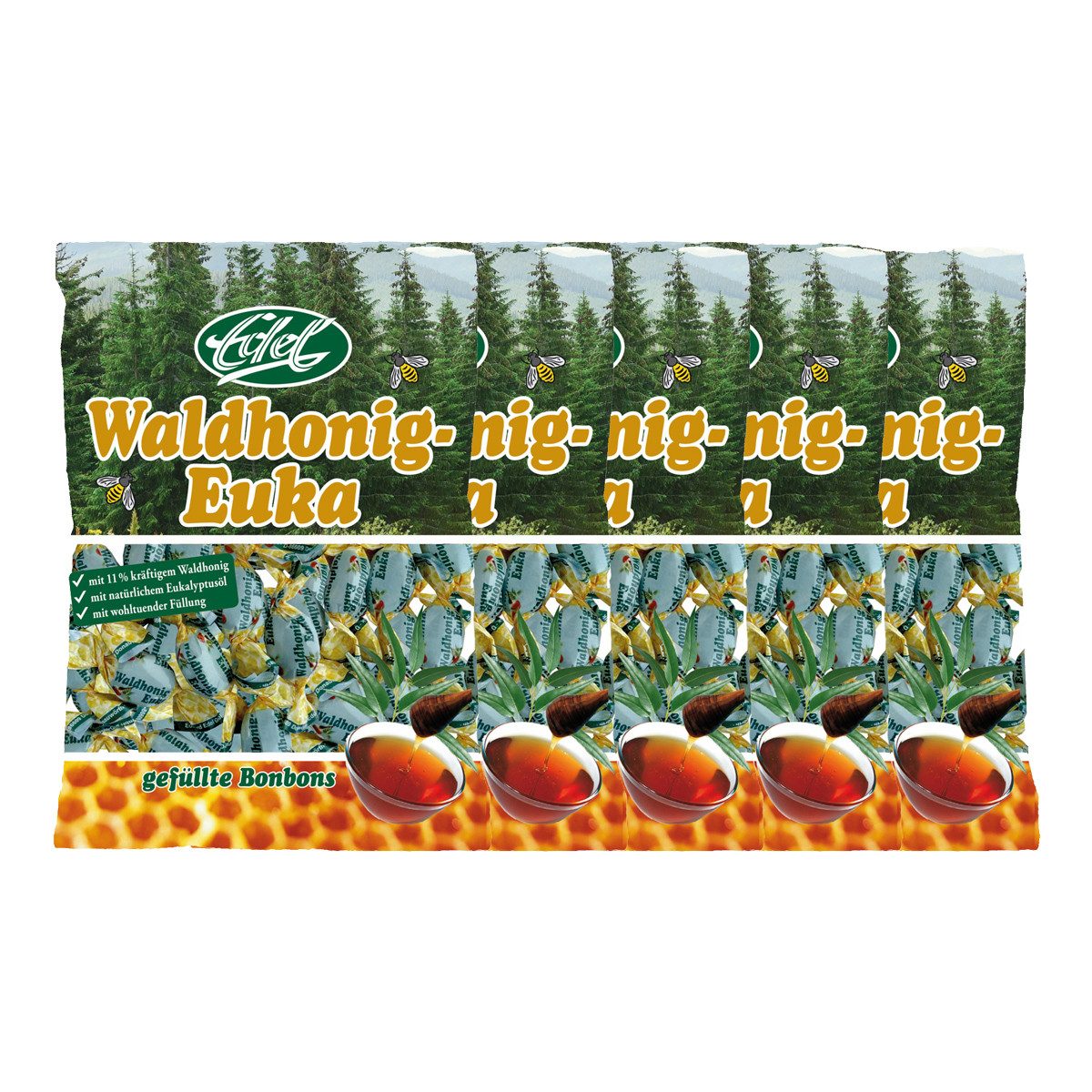 Eduard Edel Süßigkeit, Edel Waldhonig Euka gefüllte Bonbons mit Waldhonig 90g 5er Pack