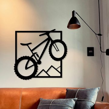 WoodFriends Wandbild aus Holz Mountainbike BMX Fahrrad Holzschild zum Aufkleben, Fahrradliebhaber Wandkunst Geburtstagsgeschenk Radler Radsport Berge