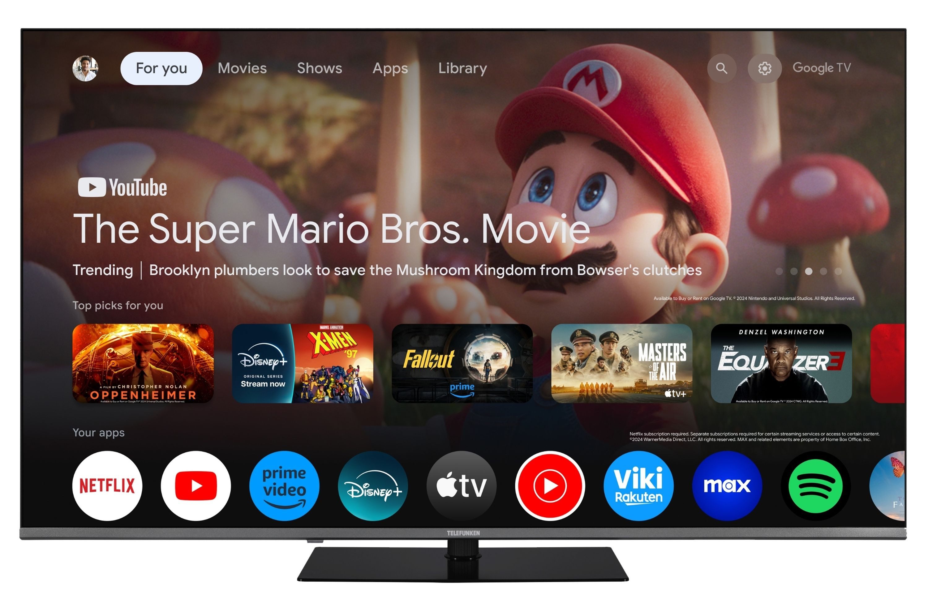 Telefunken D65U980B2CW LED-Fernseher (164 cm/65 Zoll, 4K Ultra HD, Google TV, Google TV, HDR Dolby Vision & Atmos, 6 Monate HD)