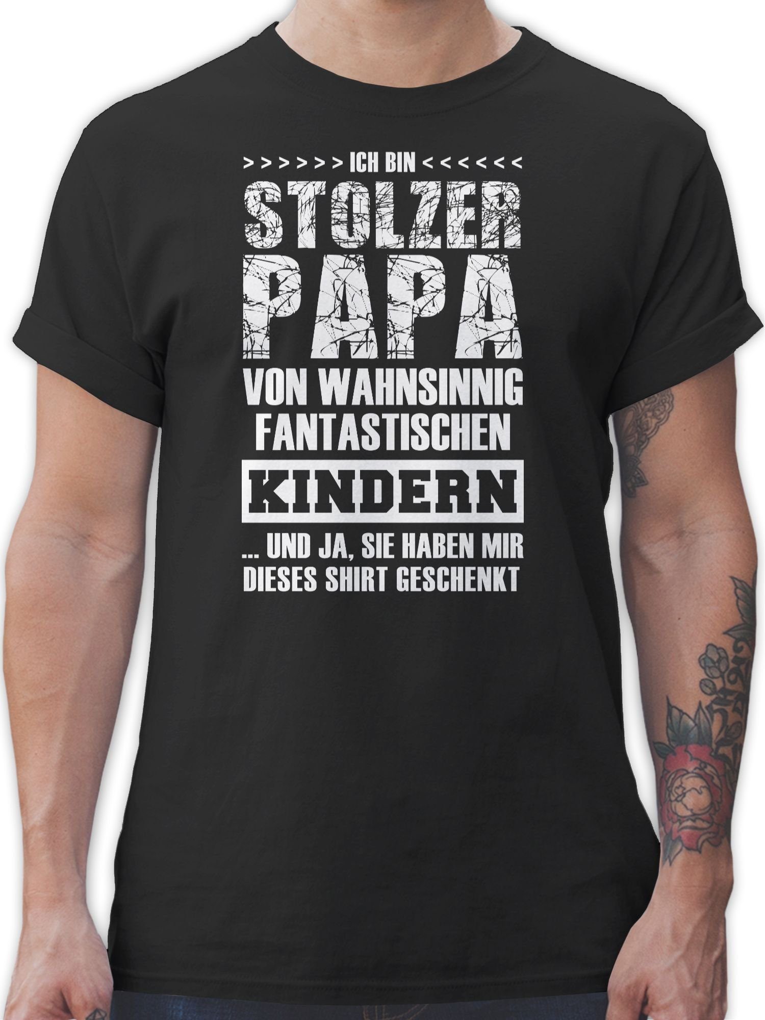 Shirtracer T-Shirt Stolzer Papa Fantastische Kinder Vatertag Geschenk für Papa 01 Schwarz