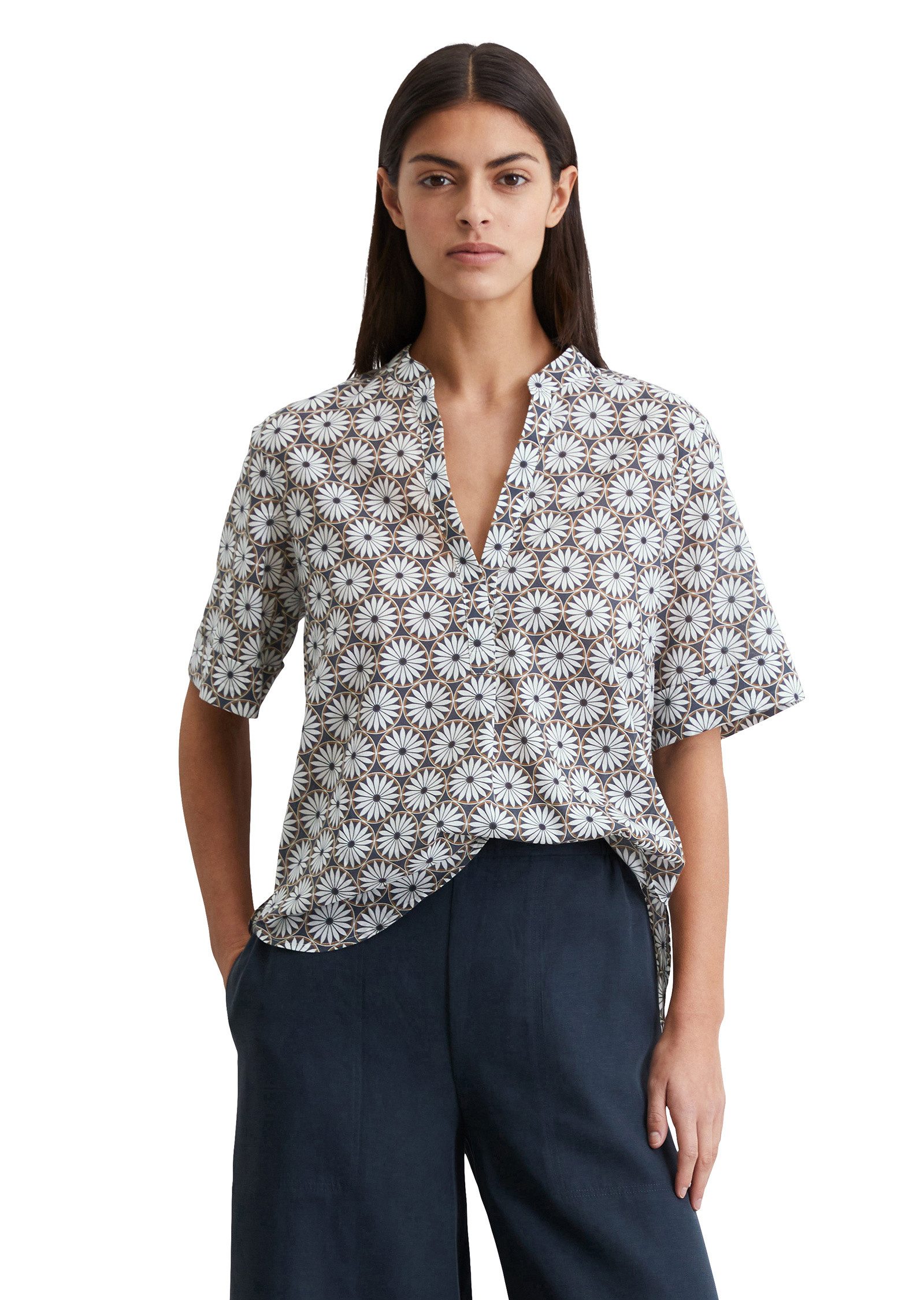 Kurzarmbluse aus Silky-Touch-Voile