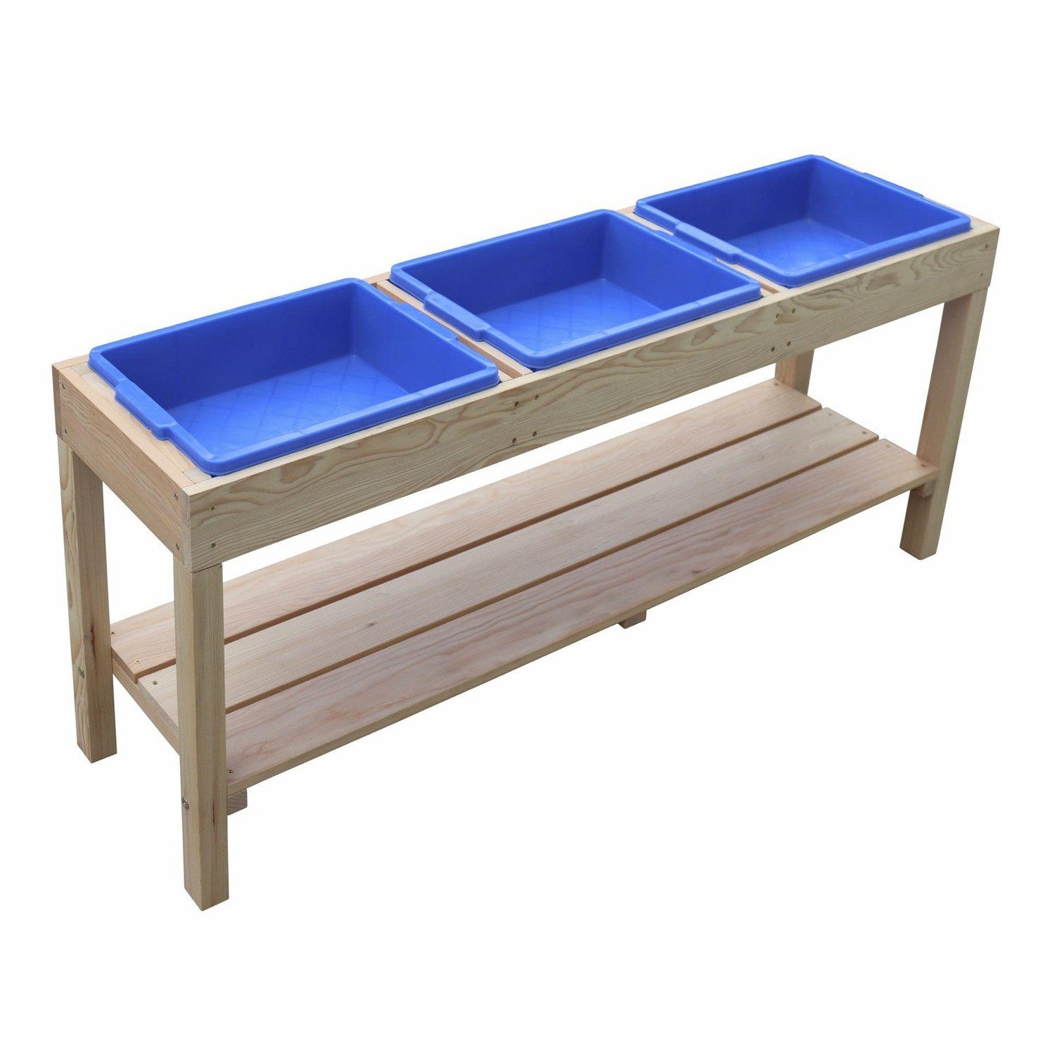 Natur24 Gartentisch Holz Spieltisch 27 x 124 x 50 cm Kunststoff Natur Blau